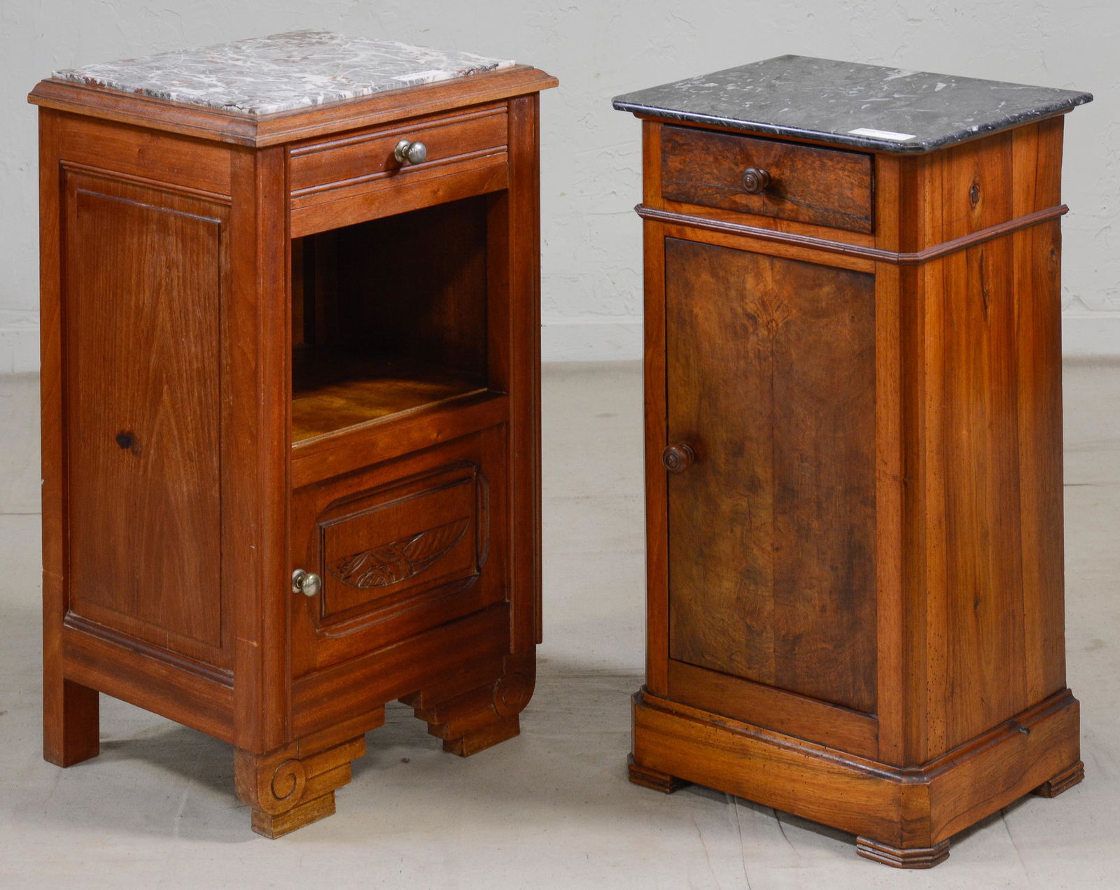 2 French Marble Top Pot Cupboards / Nightstands (1 of 4)