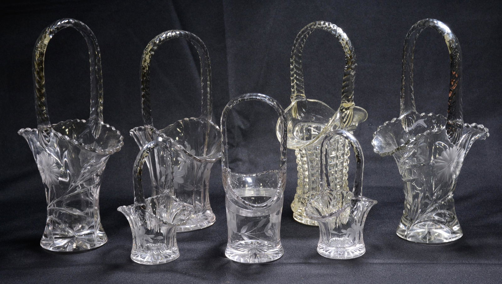 7 Glass Assorted Size Baskets (1 of 2)