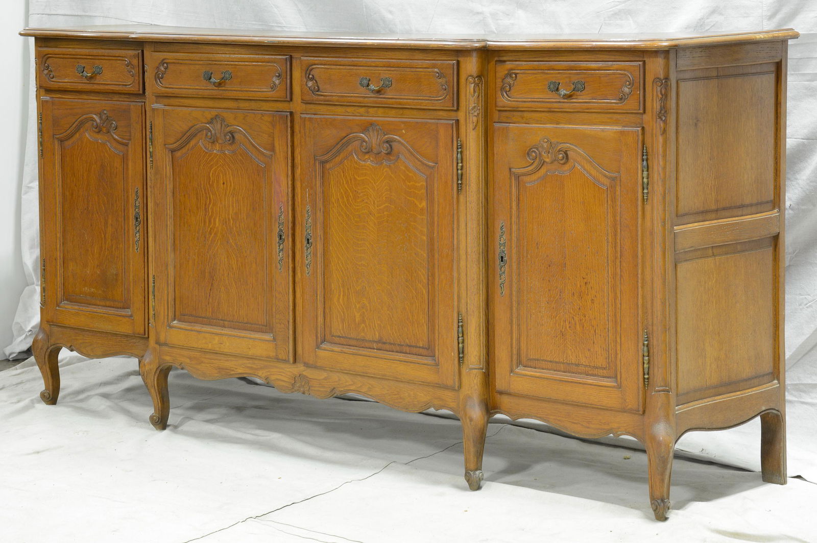 Parquet Top French Louis XV Style Sideboard in Oak #2 (1 of 4)