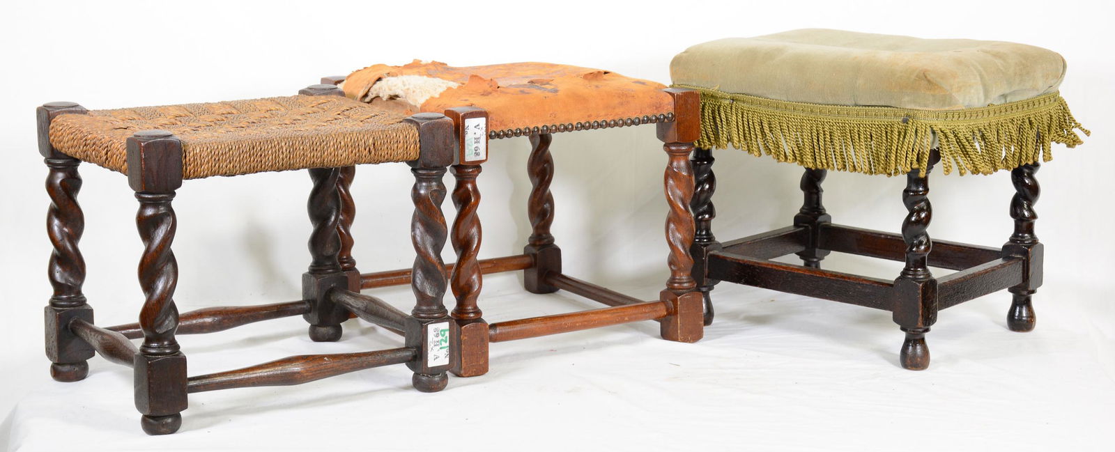 Trio Oak Barley Twist Stools (1 of 4)