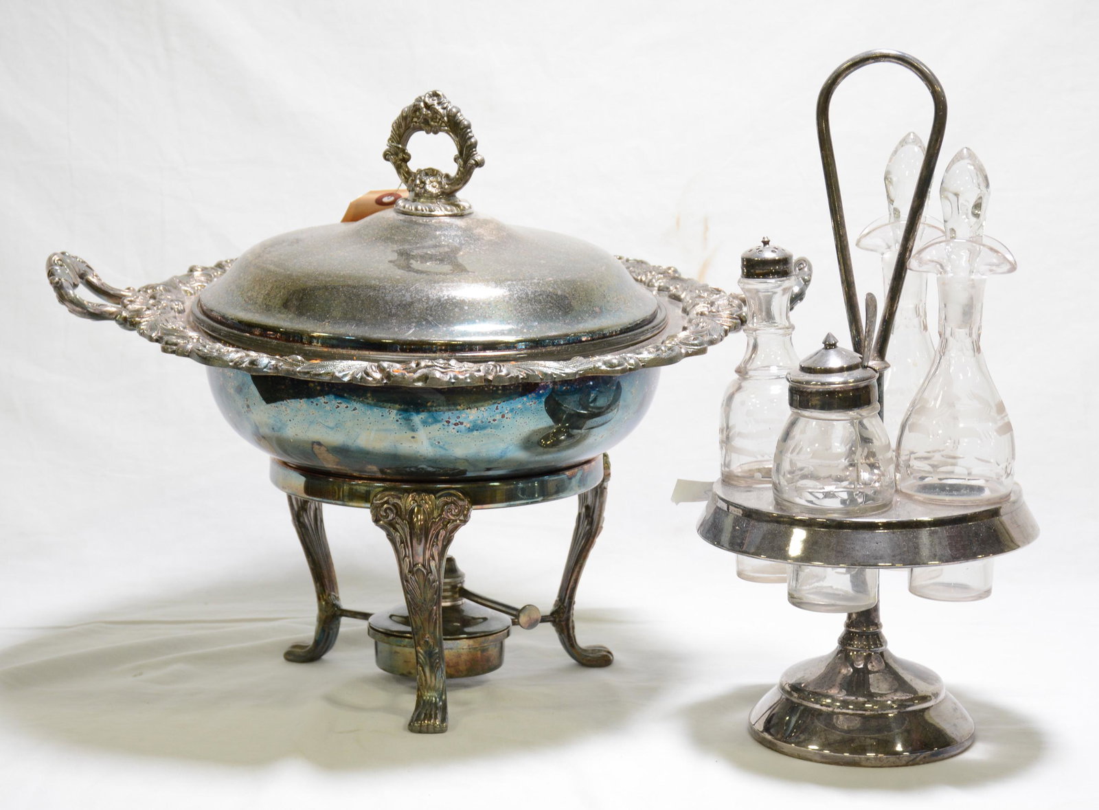 Silver Plate Chafing Dish & Cruet Set (1 of 3)