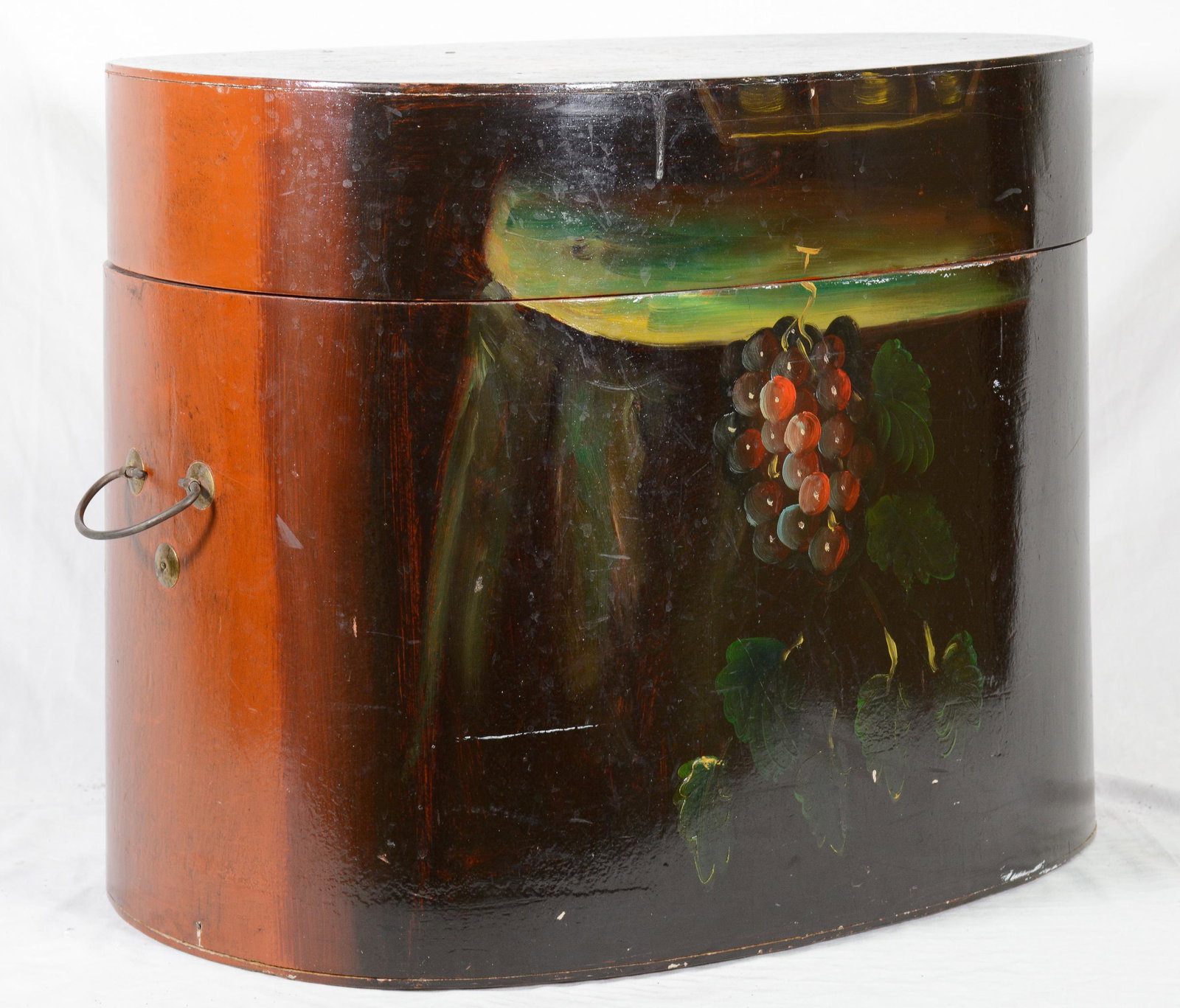 Painted Wooden Box With Handles - Fruit Motif: Painted Wooden Box With Handles - Fruit Motif - 16 in tall x 20 x 14