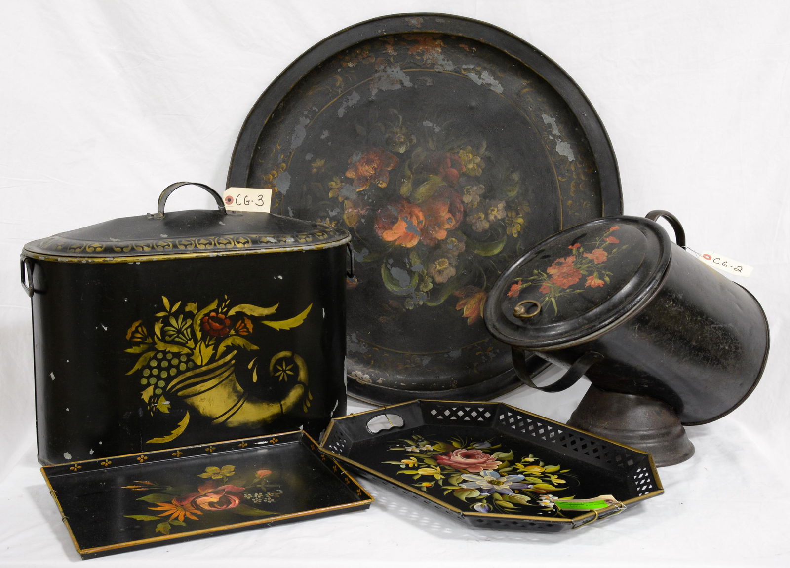 Metal Tole Trays, Box and Cole Hod (1 of 4)