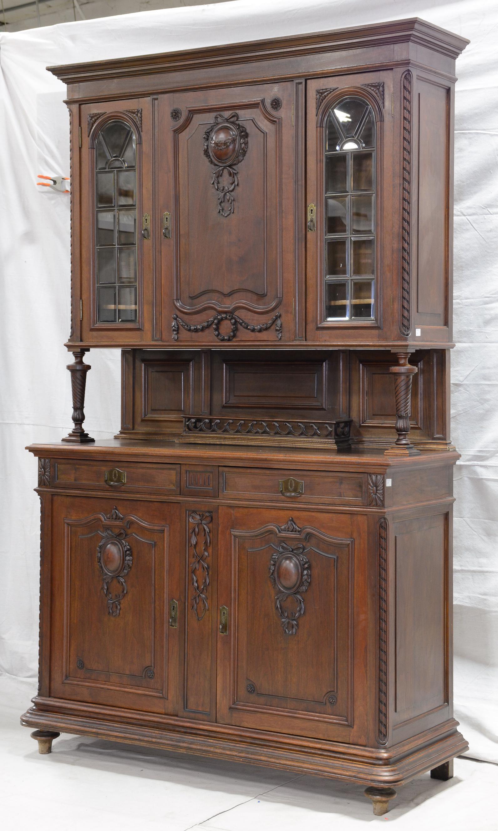 Henri II Style Carved Walnut Buffet (1 of 4)