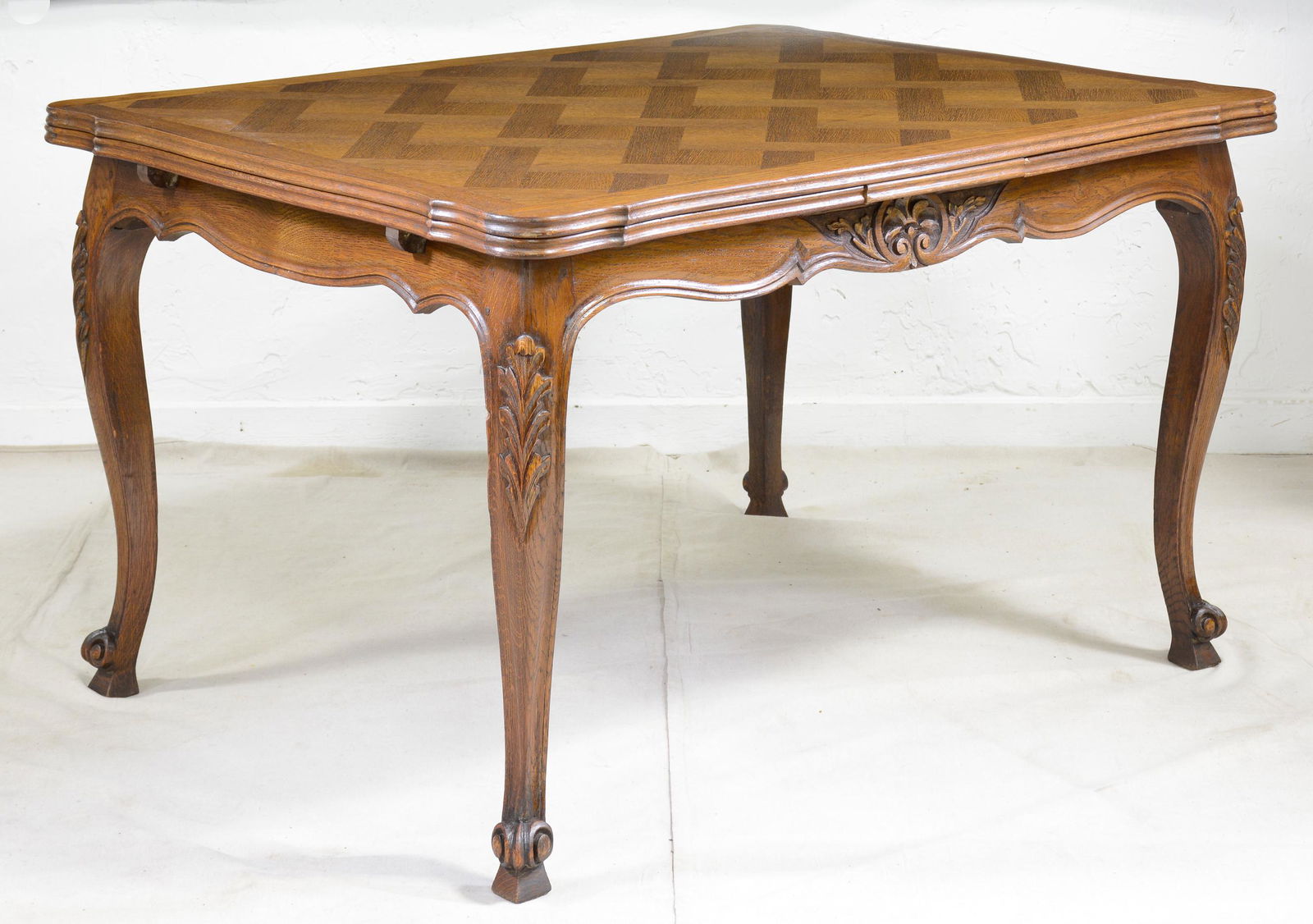 Carved Country French Parquet Top Dining Table (1 of 3)