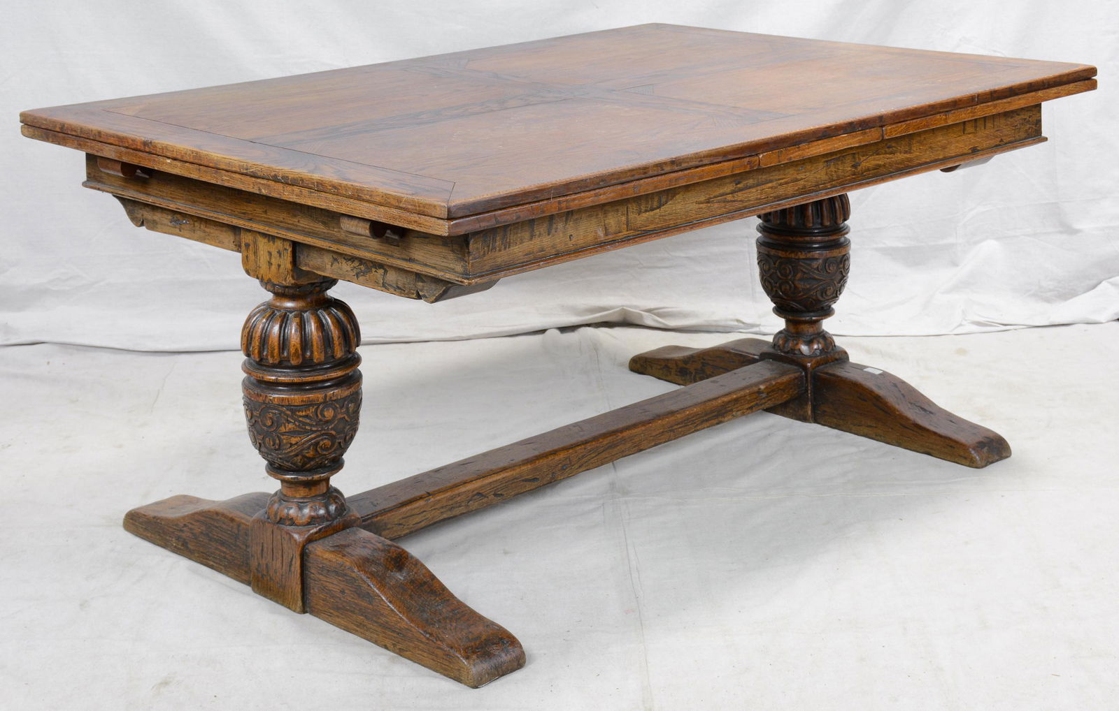 Tudor Style Oak Draw Leaf Dining Table (1 of 3)
