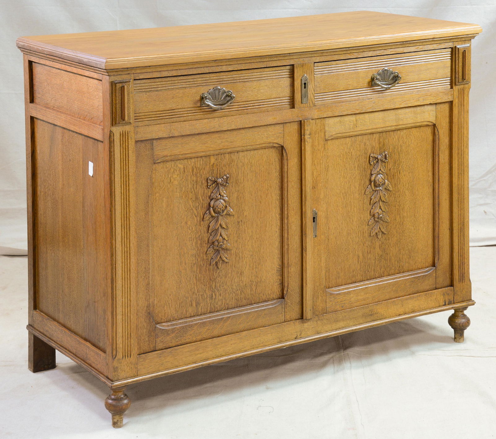 French Oak 2 Drawer 2 Door Cabinet (1 of 5)