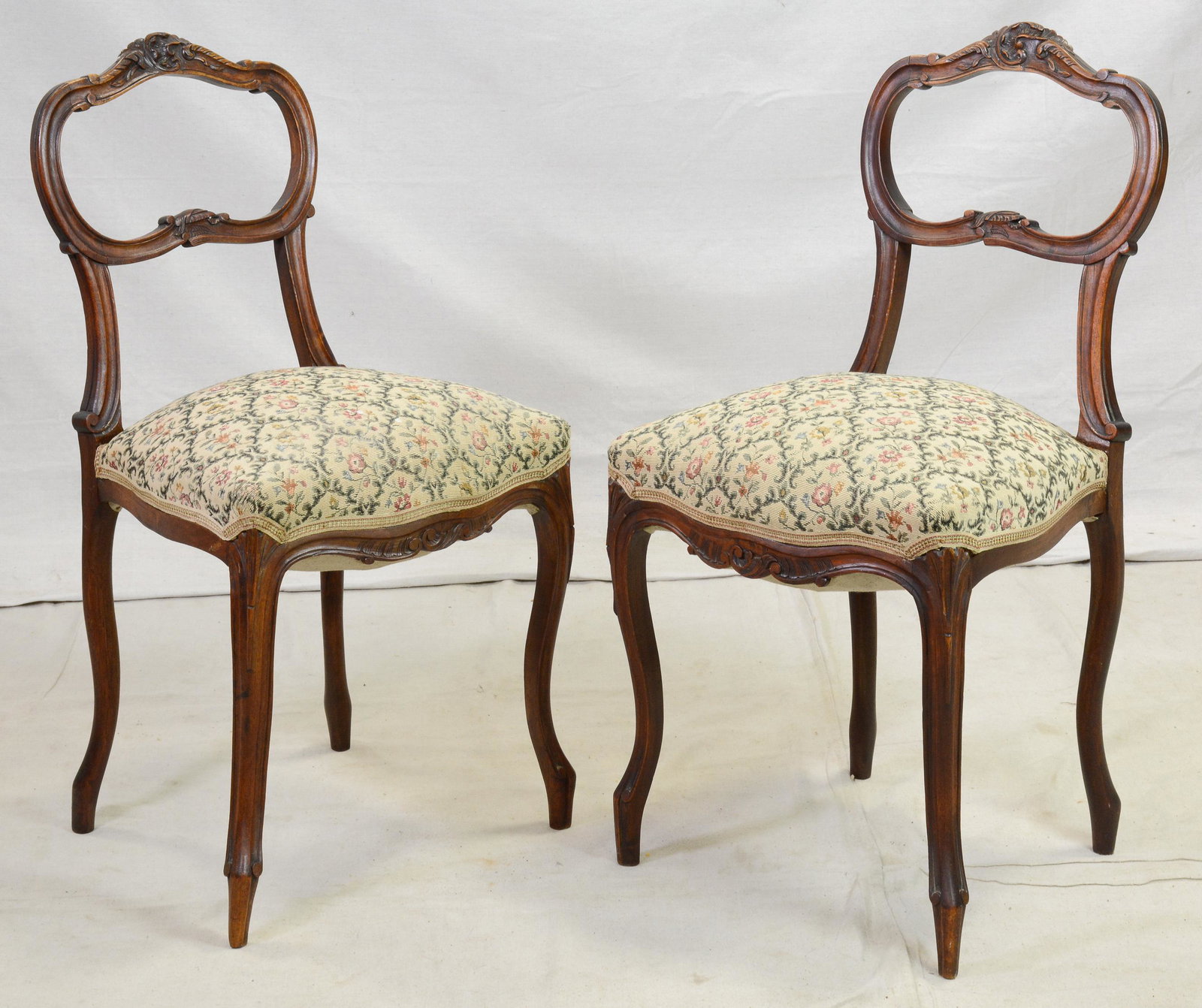 Pair French Upholstered Vanity / Side Chairs (1 of 3)