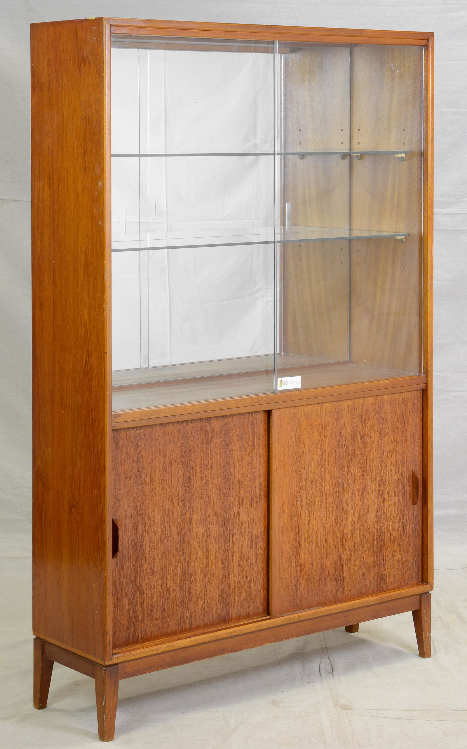 Tall Mid Century Modern Bookcase with Mirrored Back (1 of 7)