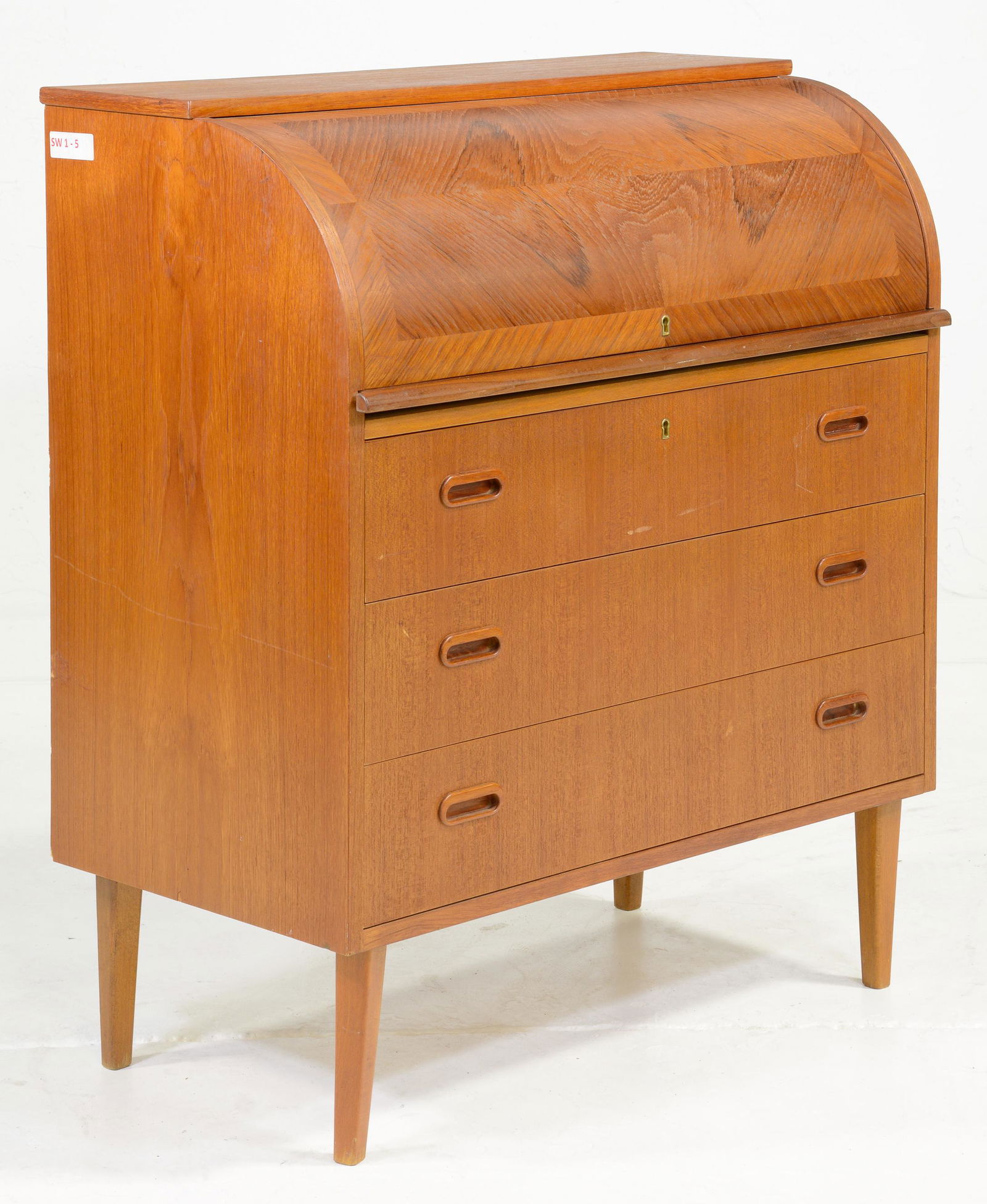 Scandinavian Roll Top / Cylinder Desk with Inlay (1 of 5)