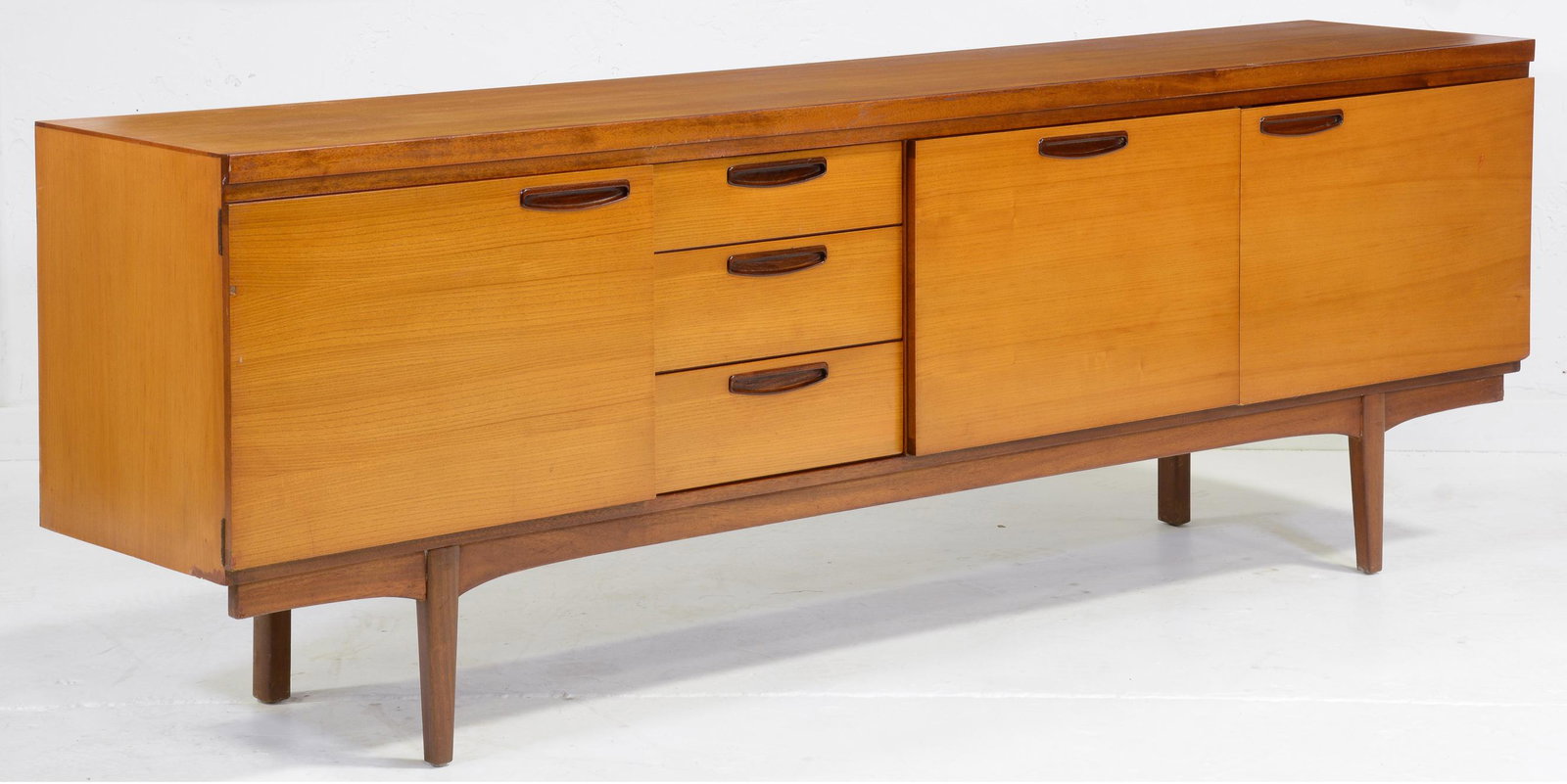 Mid Century Modern Teak Sideboard: Danish Modern Style Teak Credenza - 30 in tall x 87 x 18