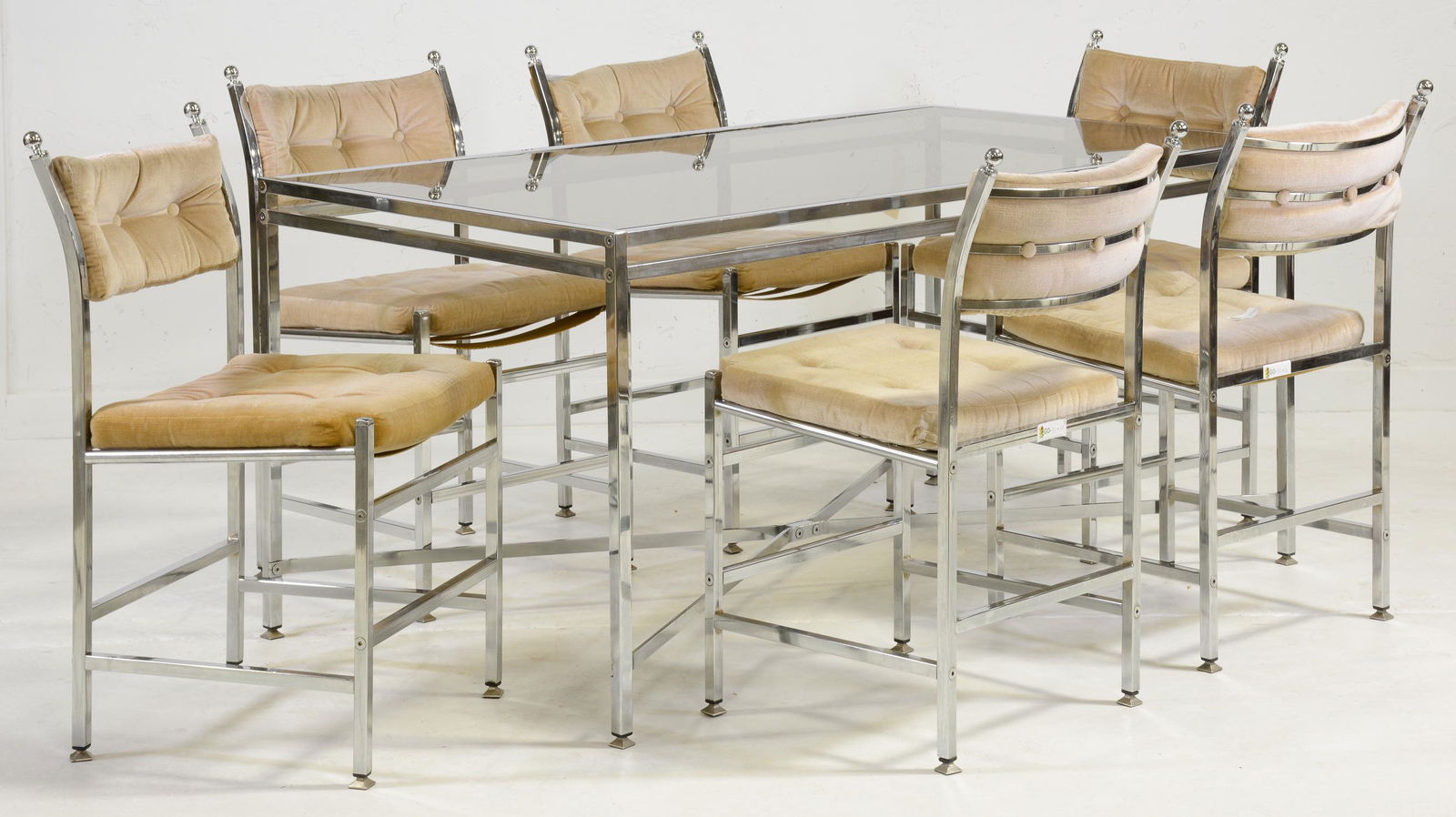Mid Century Modern Metal & Glass Dining Table & Chairs (1 of 2)