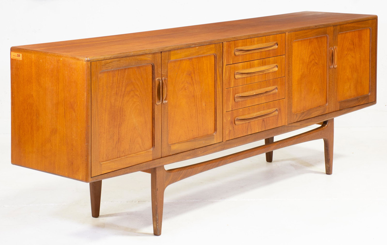 Mid Century Modern Large "Fresco" Sideboard - G-Plan: This Danish Modern Style Teak Credenza is made by Mid Century Modern Furniture Maker G Plan ( Gplan ) & is part of their "Fresco" Range. 32 in tall x 84 x 19