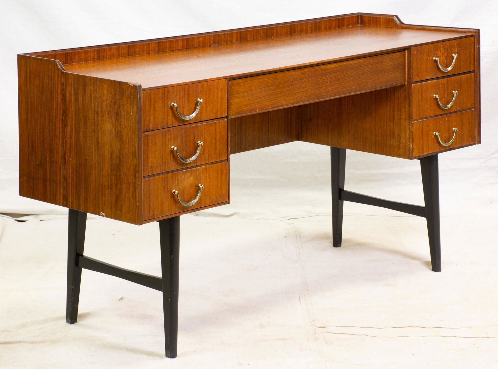 Mid Century Modern Desk - Black Legs & Brass Hardware (1 of 7)