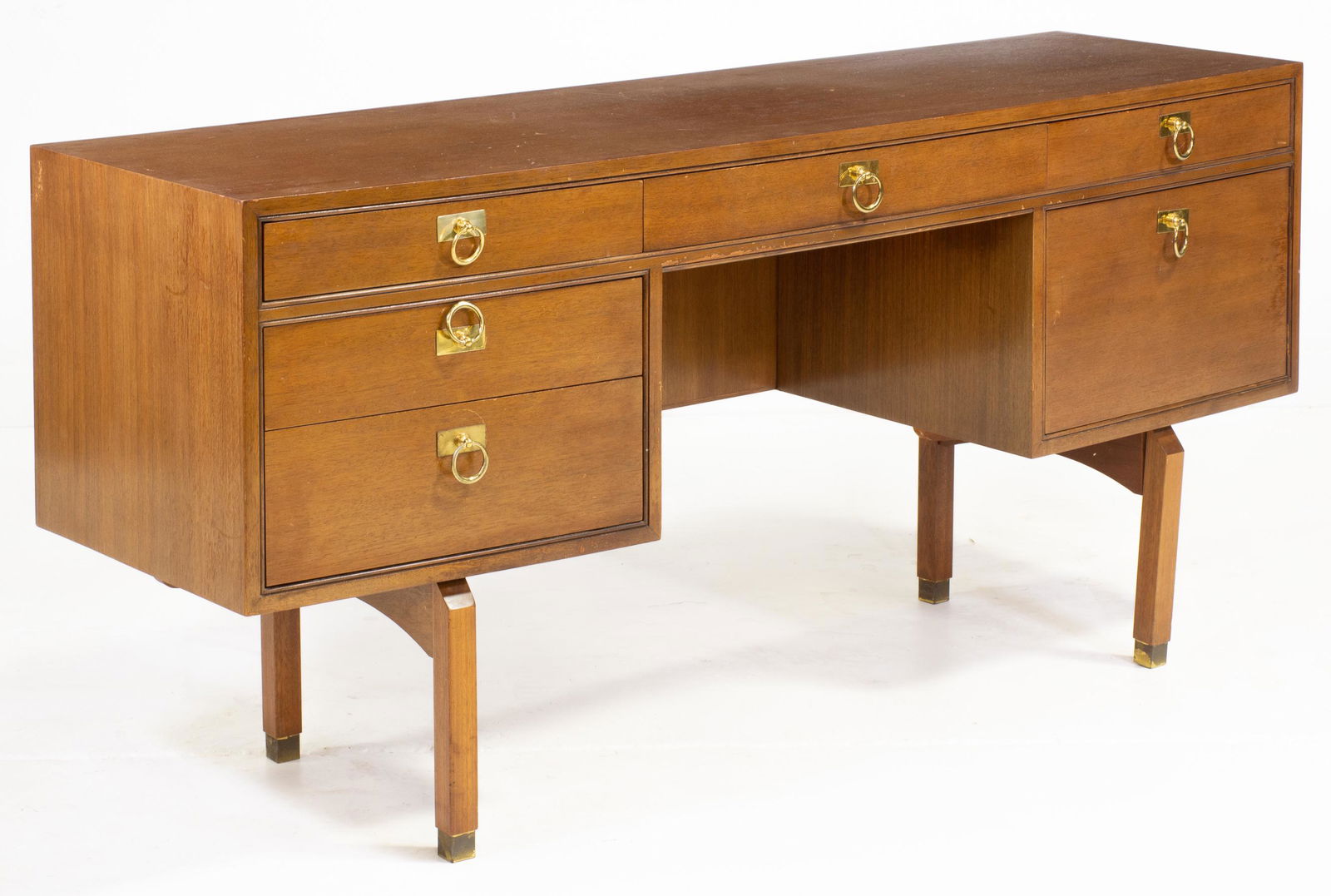 Mid Century Modern Desk with Brass Hardware (1 of 9)