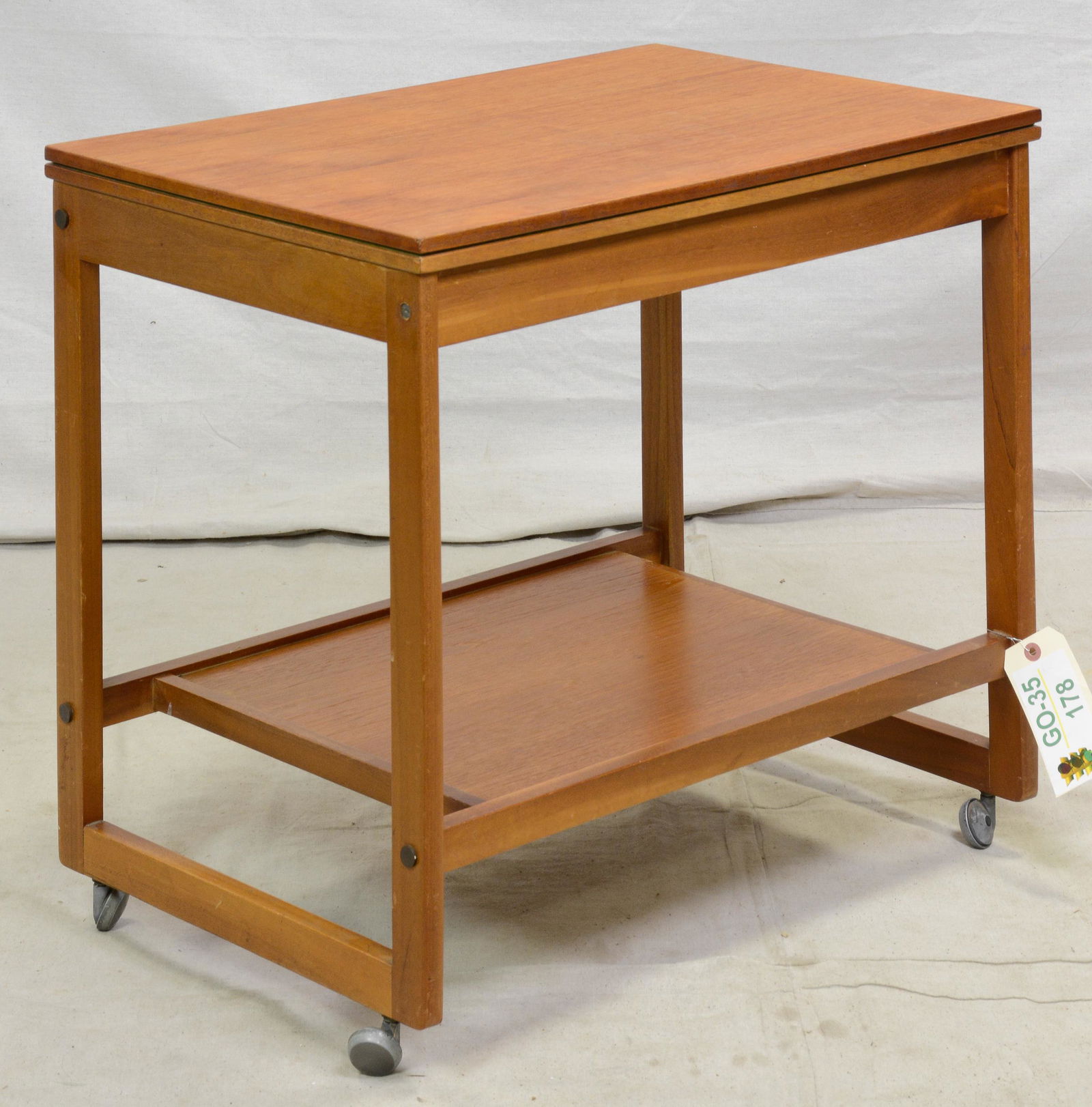 Mid Century Modern Flip Top Teak Games Trolley (1 of 3)