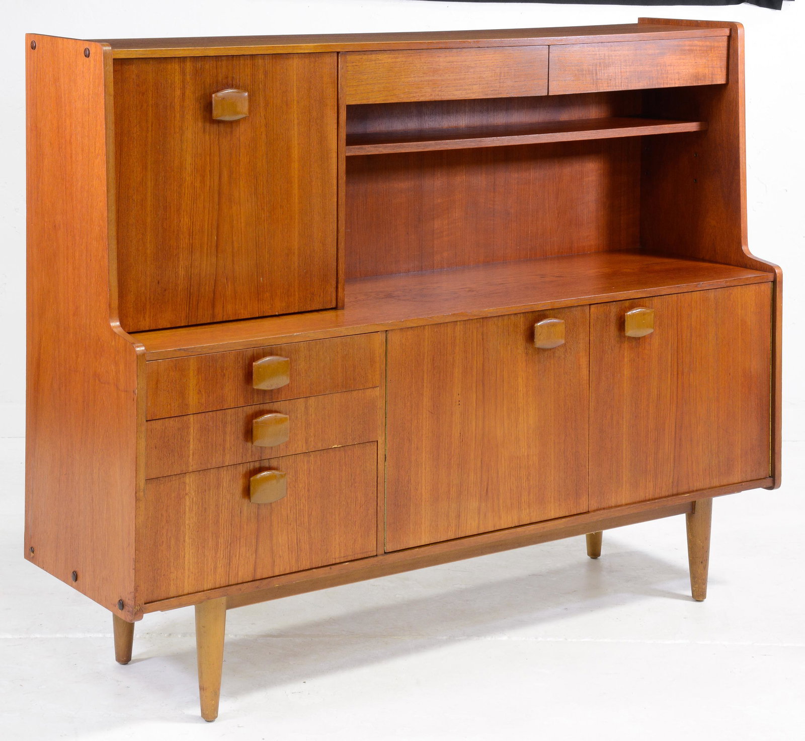 Mid Century Modern Teak Cocktail Cabinet: Danish Modern Style Teak Cocktail Cabinet - 48 in tall x 60 x 18