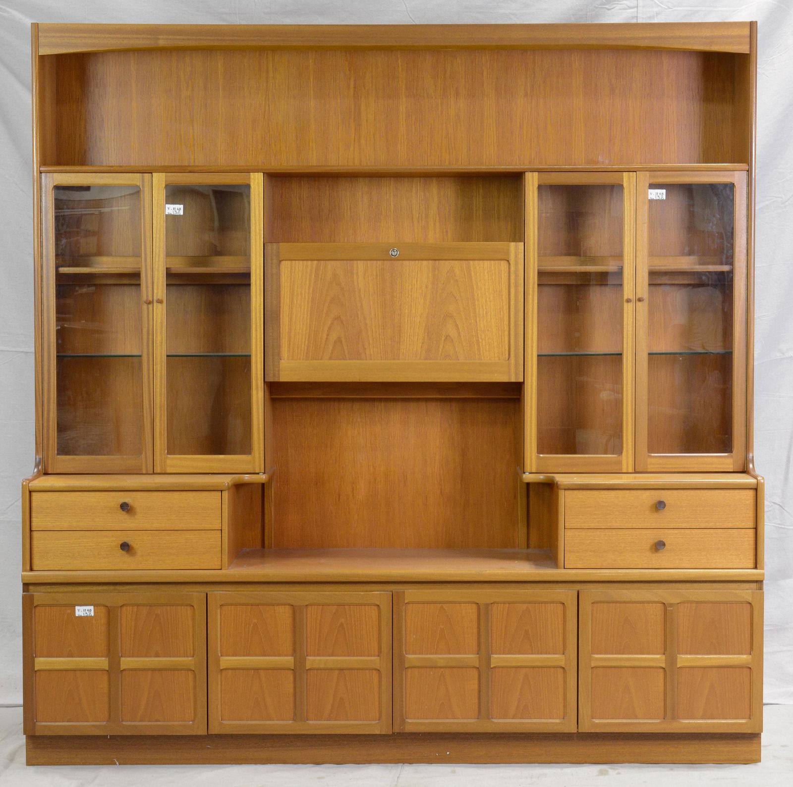 Large Mid Century Modern Drop Center Bookcase (1 of 4)