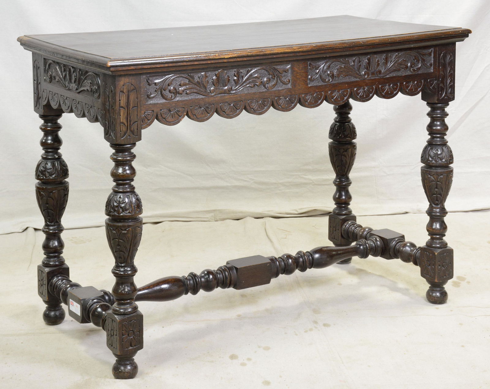 Dark Carved British Oak Hall Table (1 of 5)