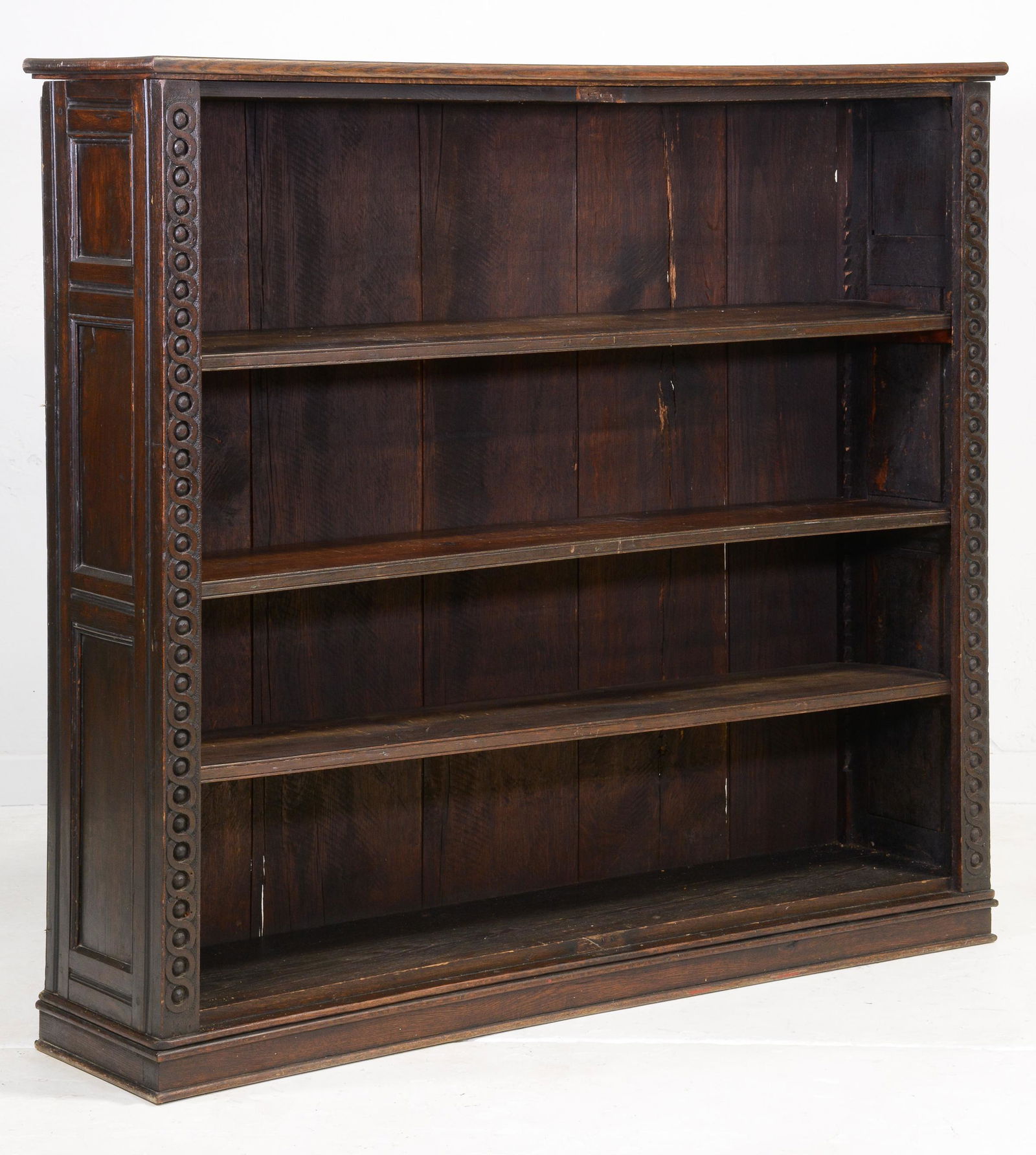 British Carved Oak Open Bookshelf (1 of 3)