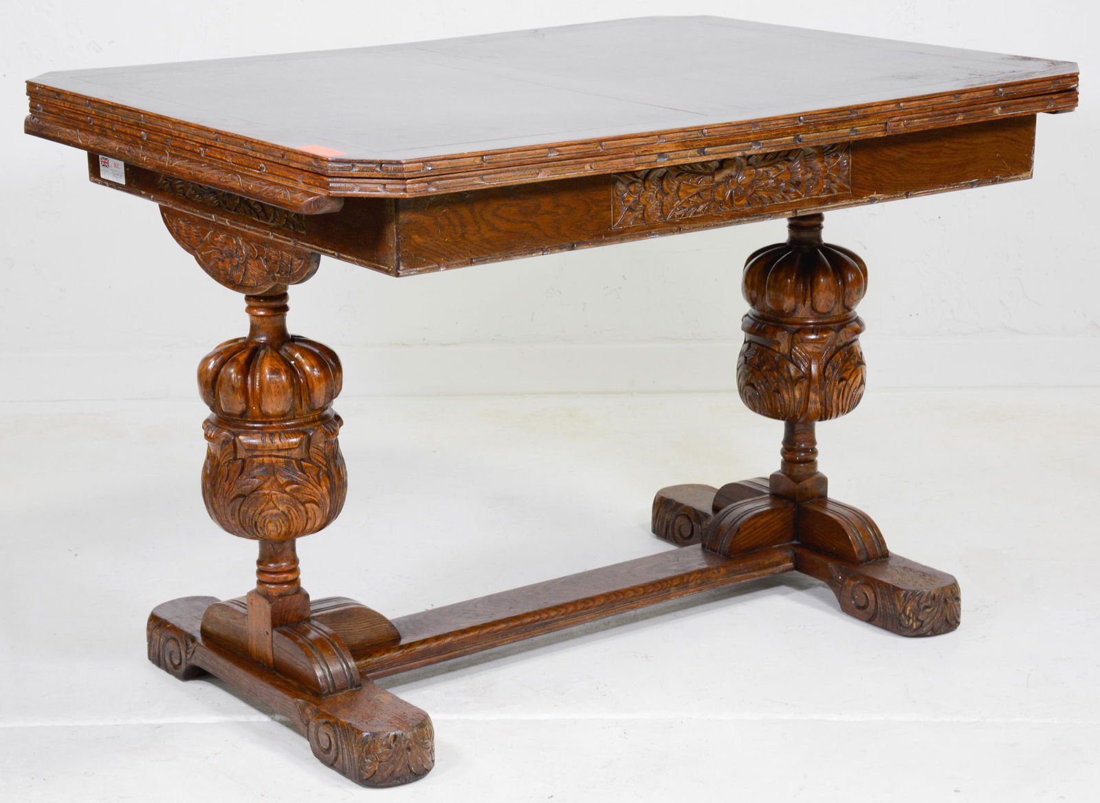 British Carved Oak Draw Leaf Table (1 of 5)