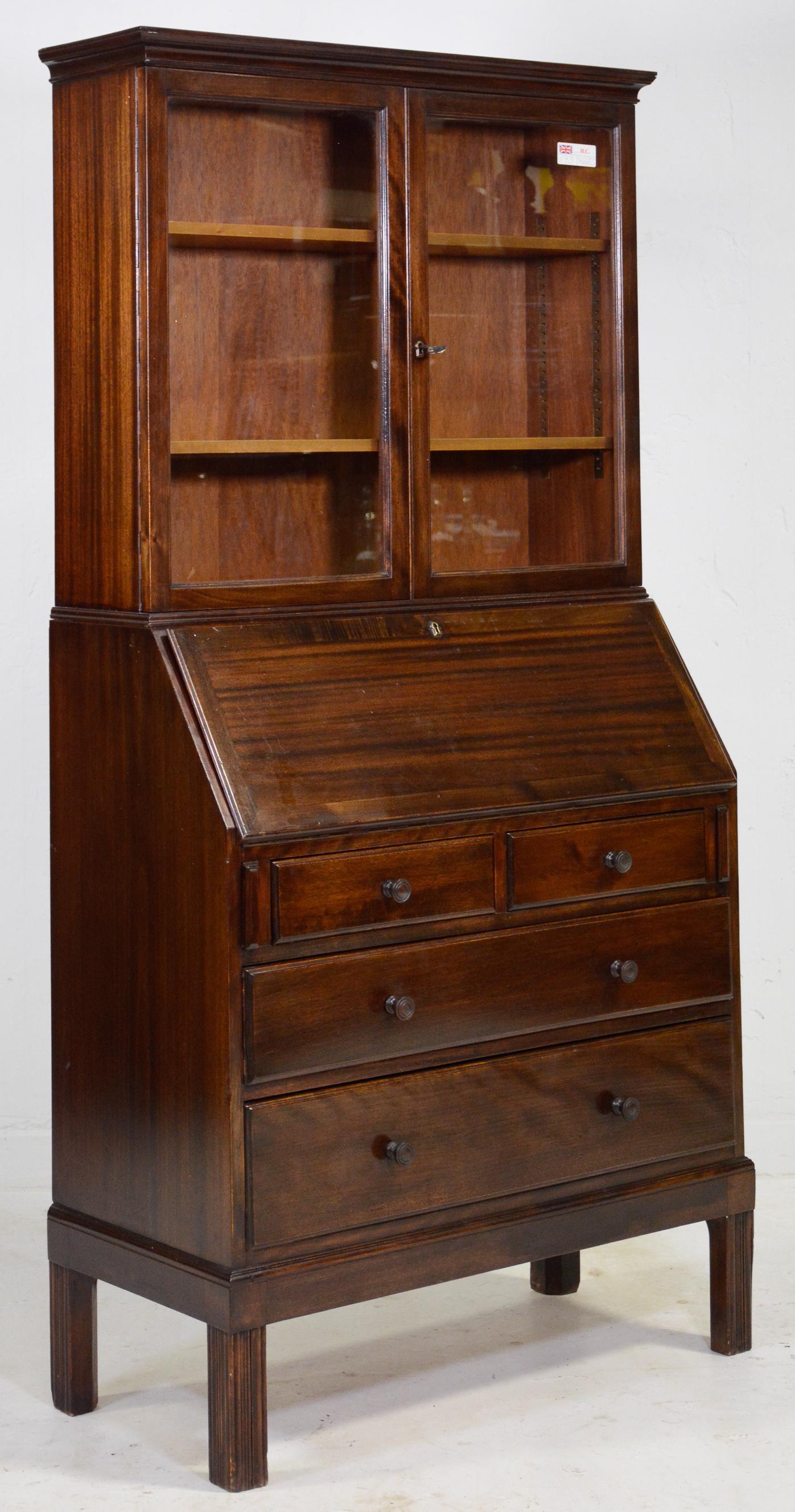 British Mahogany Bureau Bookcase (1 of 4)