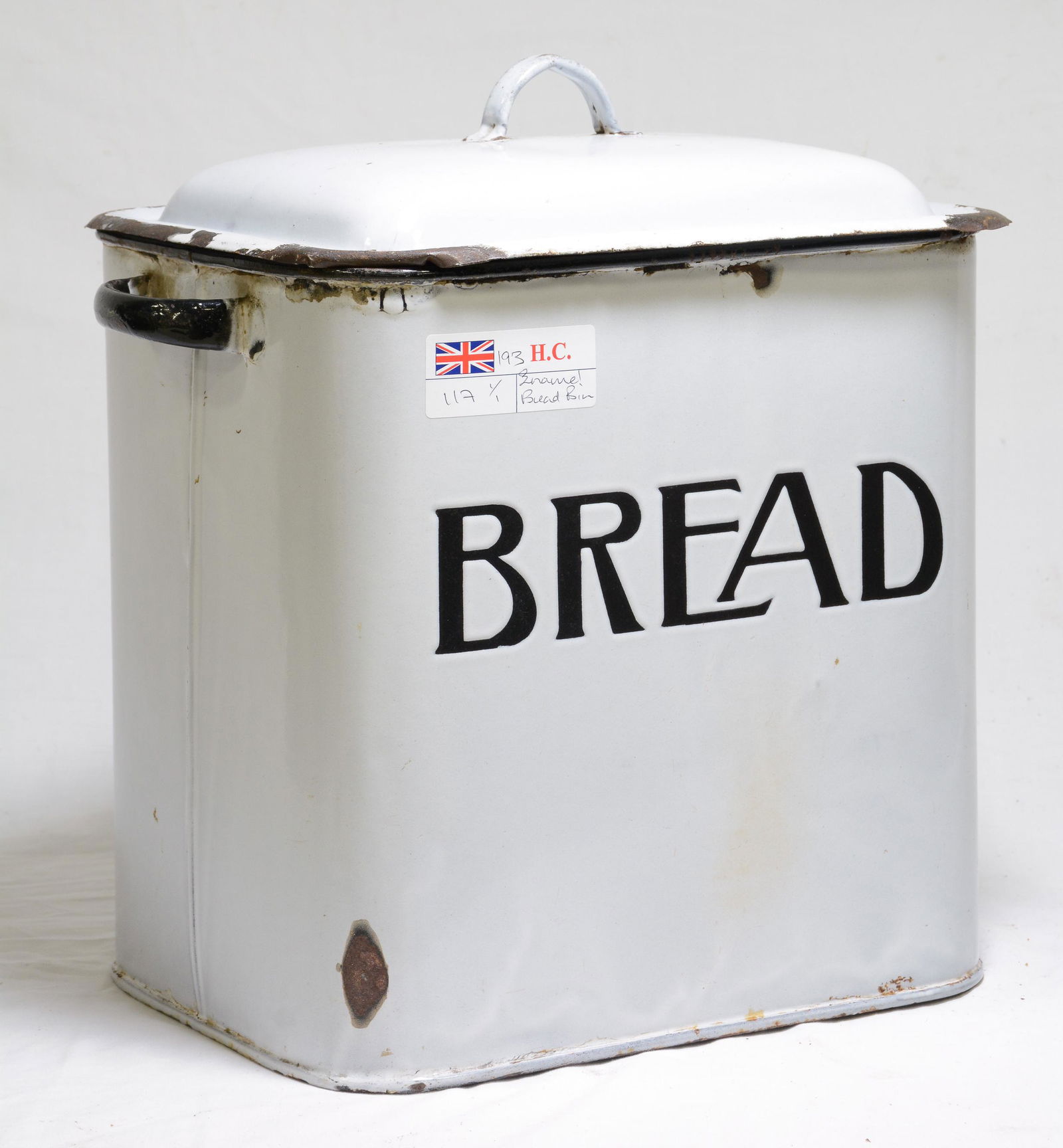 White Enamel Bread Tin (1 of 2)