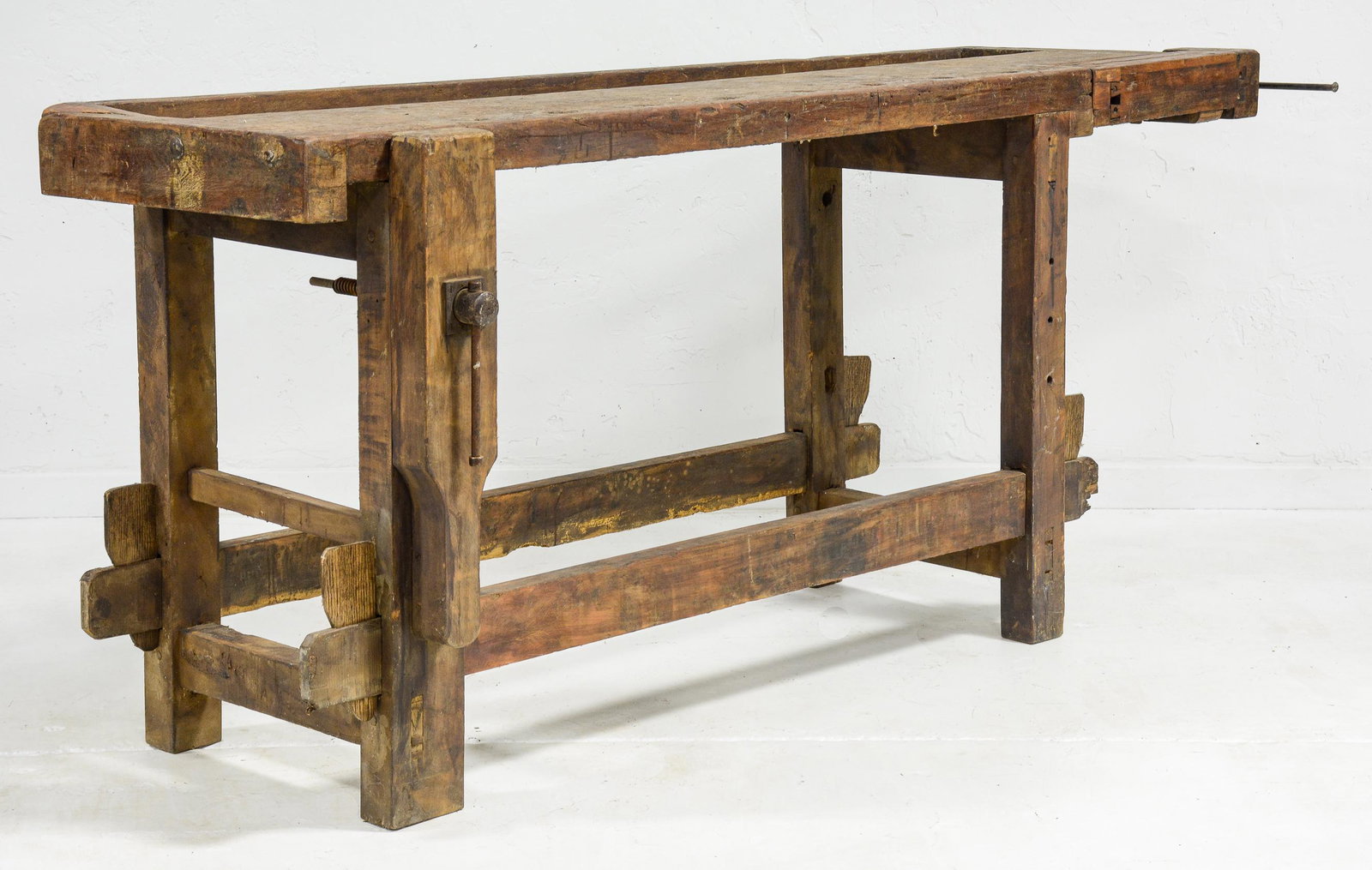 Large Vintage Work Table With Vice: Large Vintage Work Table with Vice - 39 in tall x 83 x 26