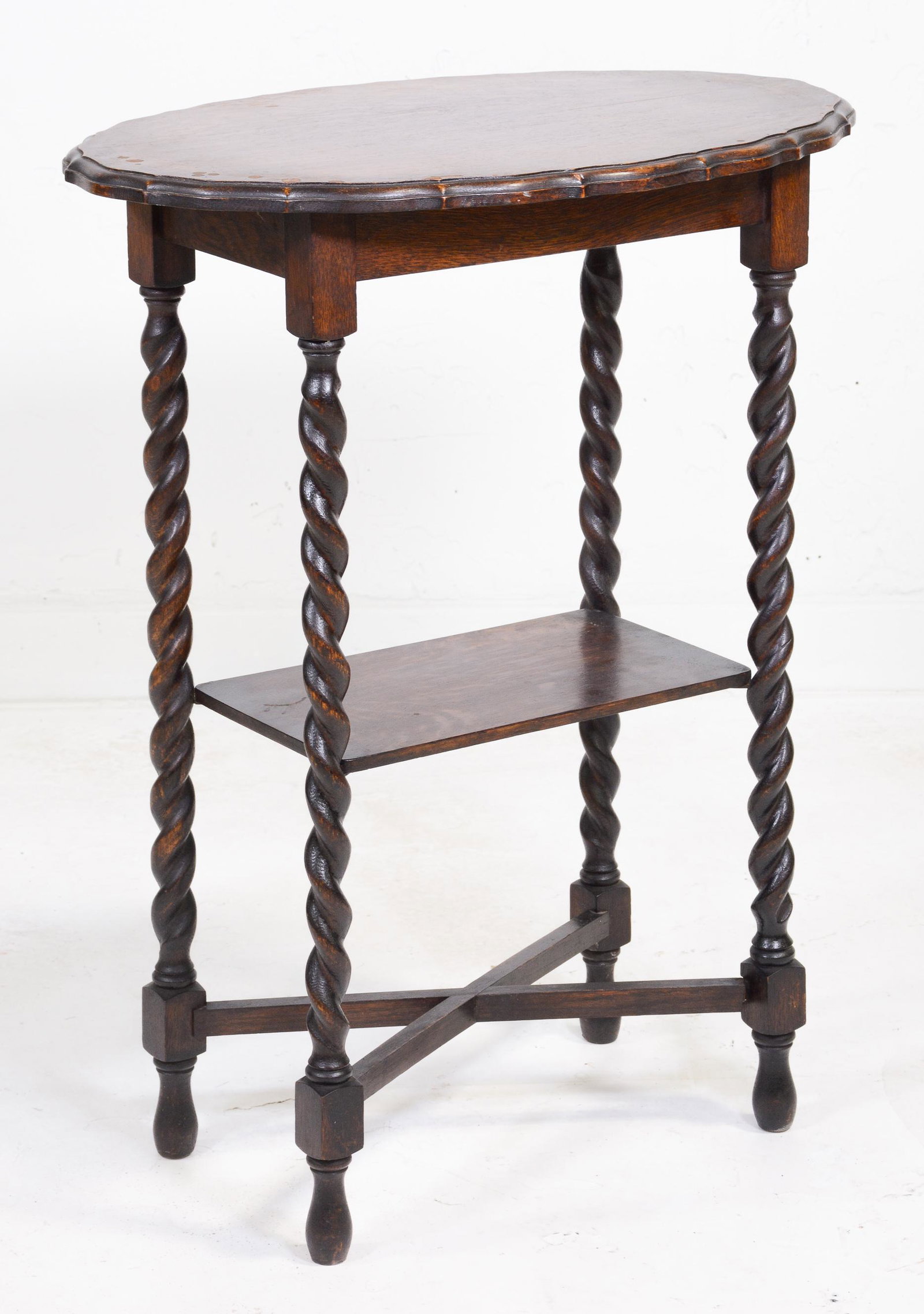 British Oak Barley Twist Table With Pie Crust Edge: British Oak Barley Twist Table with Pie Crust Edge - 30 in tall x 24 x 14
