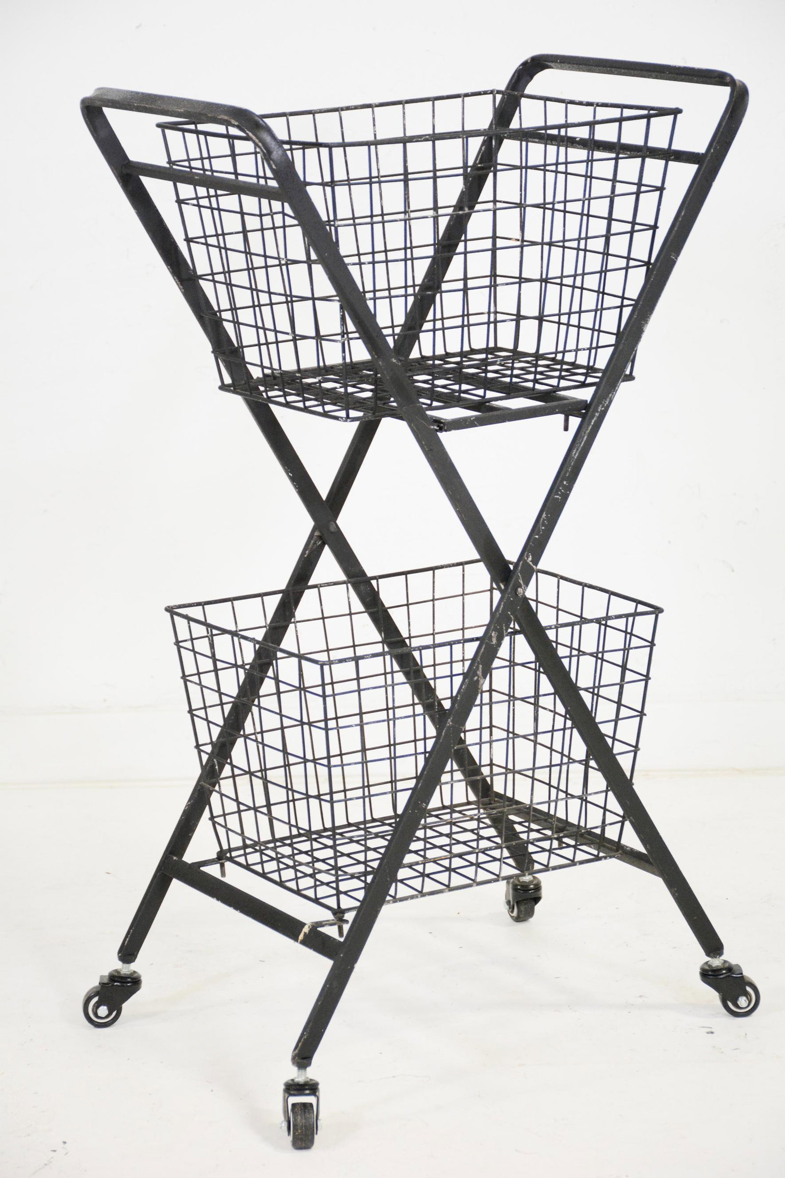 Metal 2 Tier Basket Cart: Metal 2 Tier Basket Cart - 38 in tall x 22 x 14