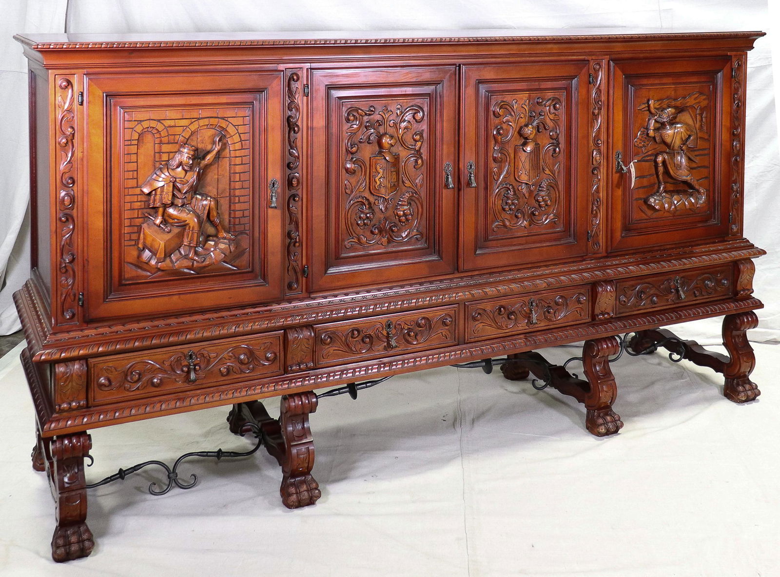 Spanish Renaissance Style Tall Sideboard (1 of 3)