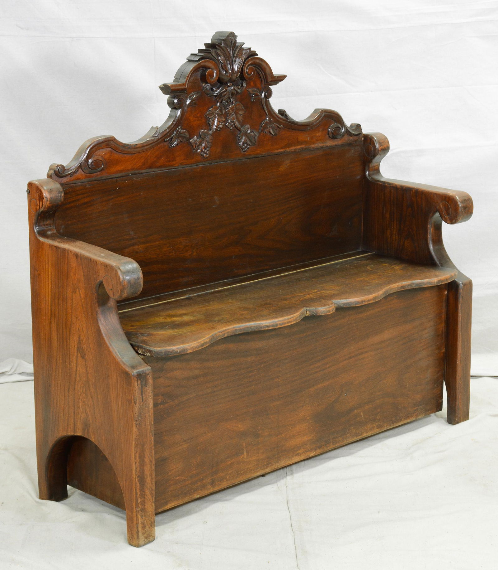 Carved Oak Hall Bench With Lift Seat (1 of 3)