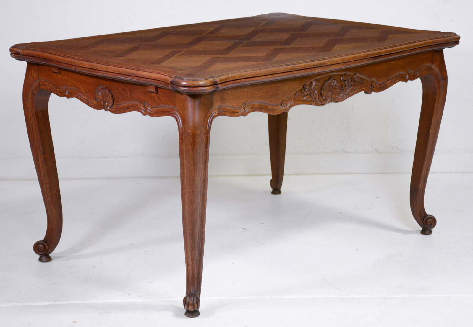 Country French Oak Draw Leaf Dining Table (1 of 3)