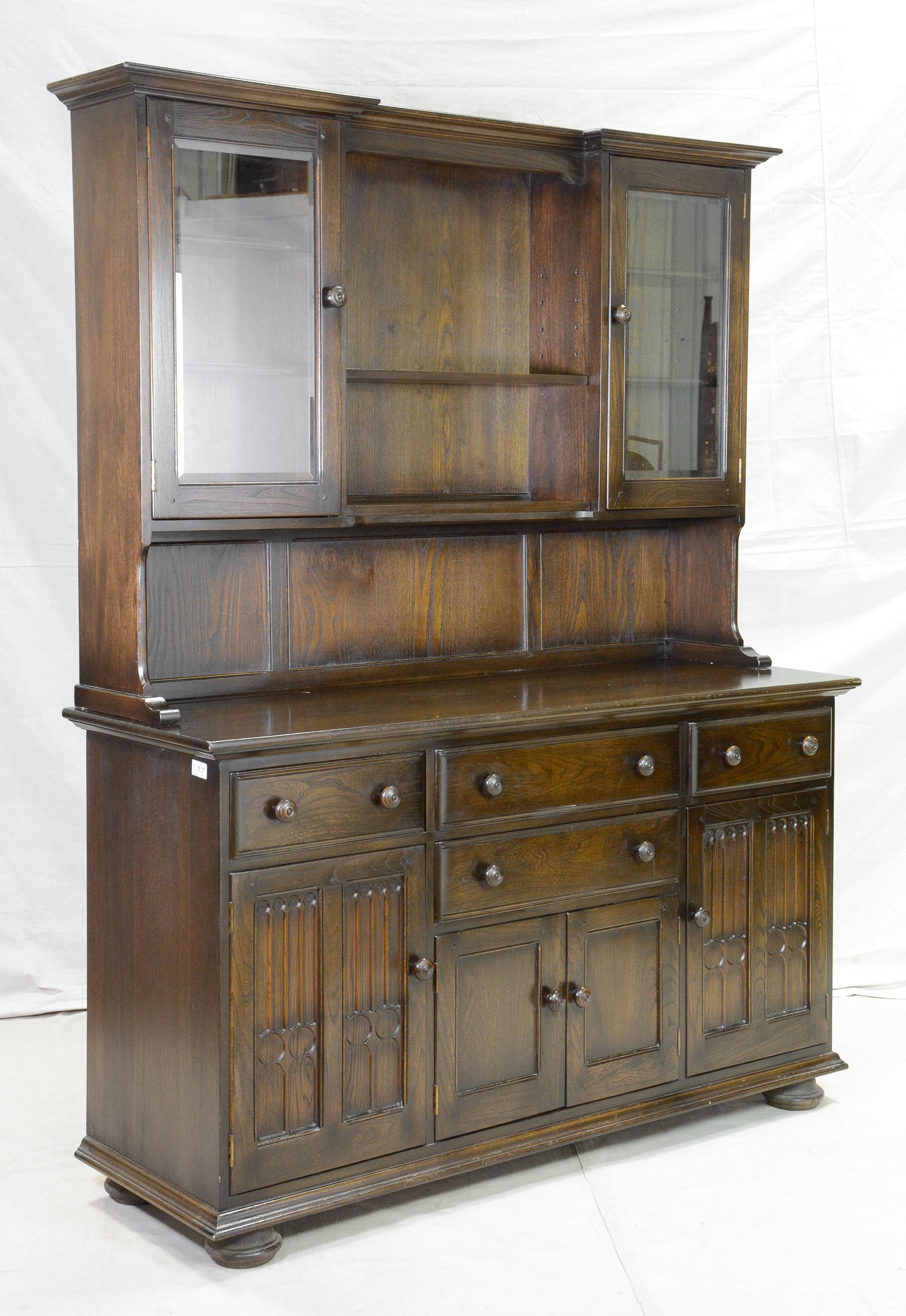 British Oak Step Back Cupboard (1 of 2)