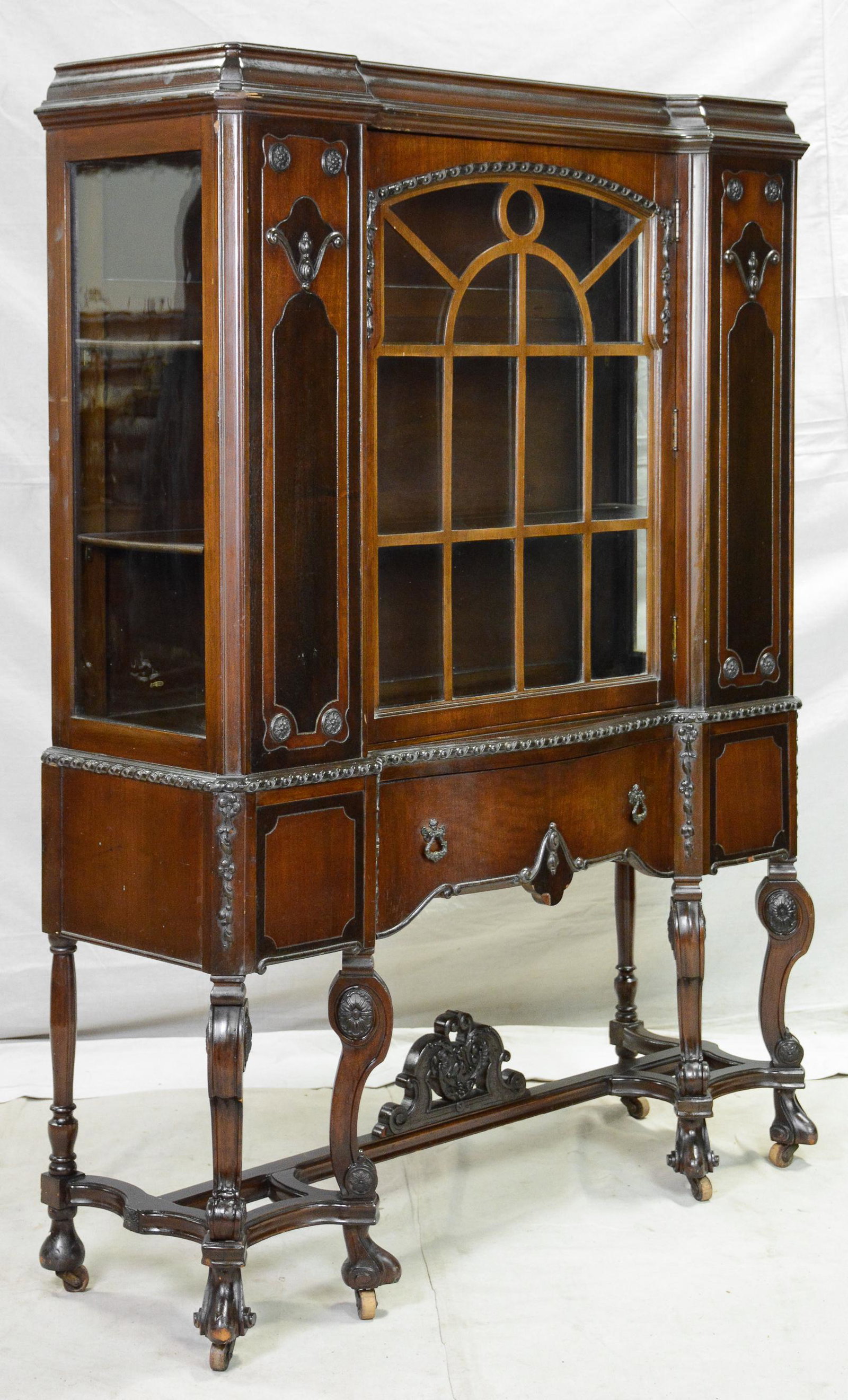 Carved Mahogany Breakfront China Cabinet (1 of 4)