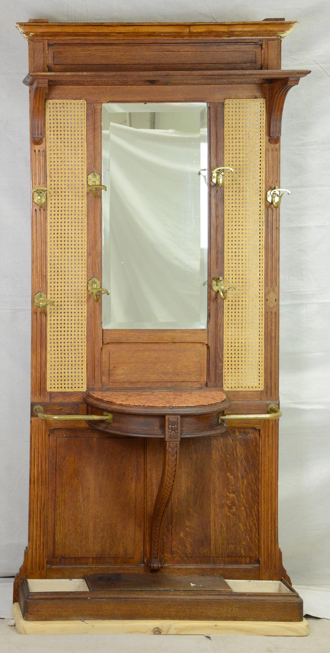 Beveled Mirror Back Hall Stand With Inset Marble (1 of 4)