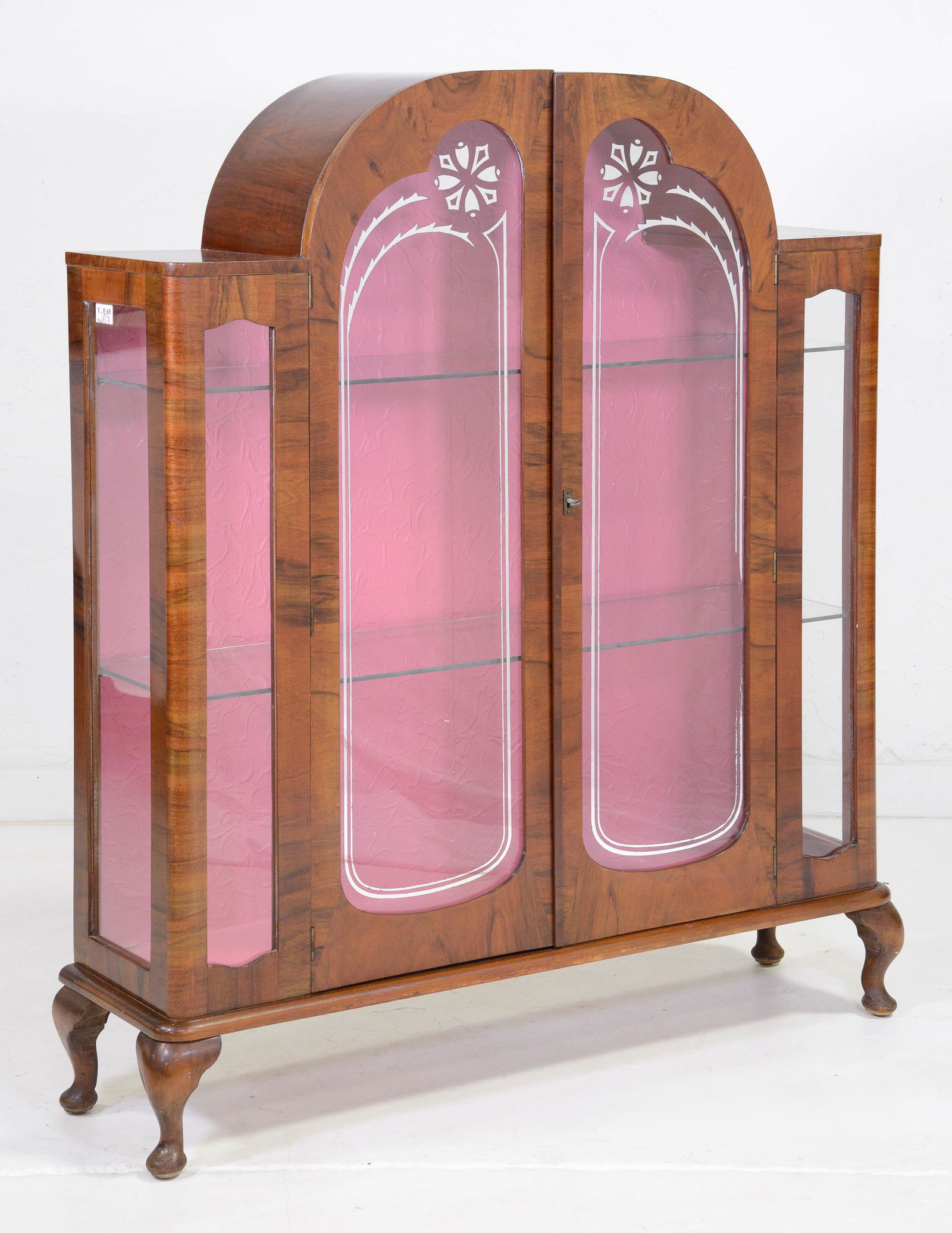 British Walnut Double Door Curio / Display Cabinet (1 of 4)