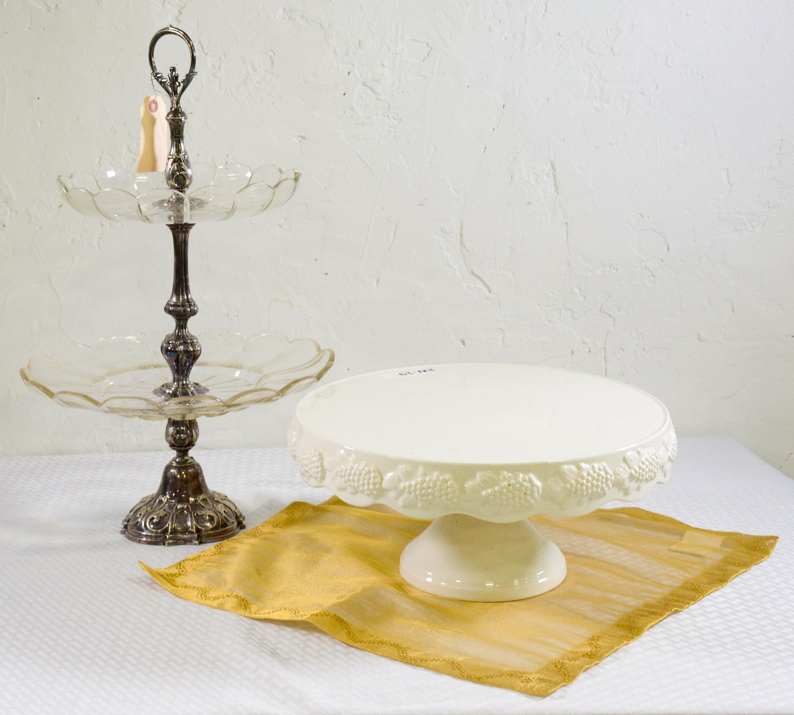 Two Tier Silverplate / Glass Stand & Cake Stand (1 of 3)