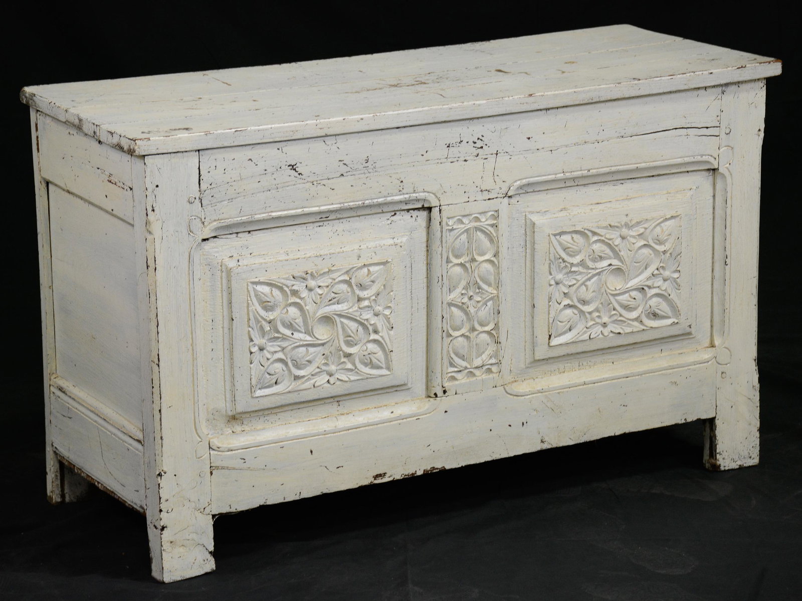Carved Painted French Coffer / Trunk (1 of 2)