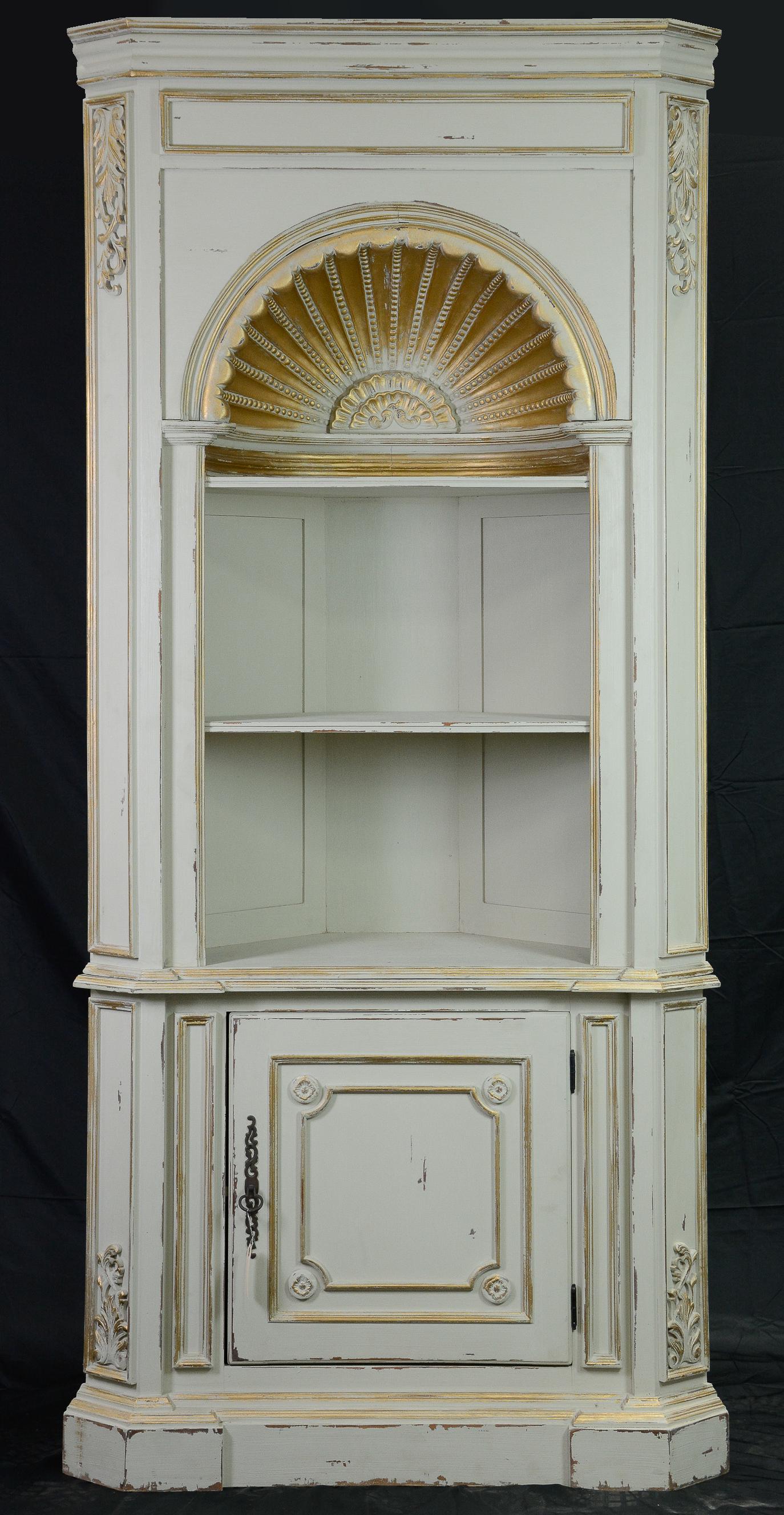 Large Painted Shell Top Corner Cabinet / Shelf (1 of 4)