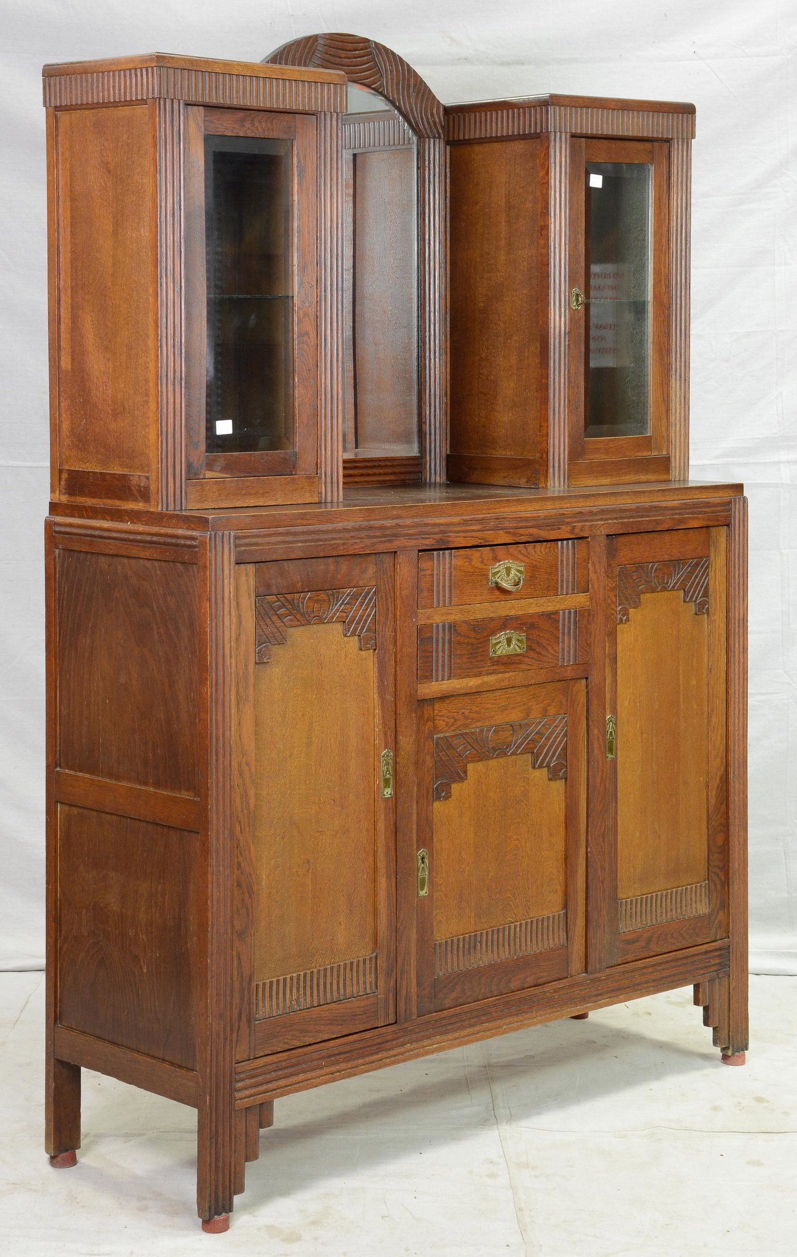 Art Deco Mirror Back Oak Cupboard (1 of 3)
