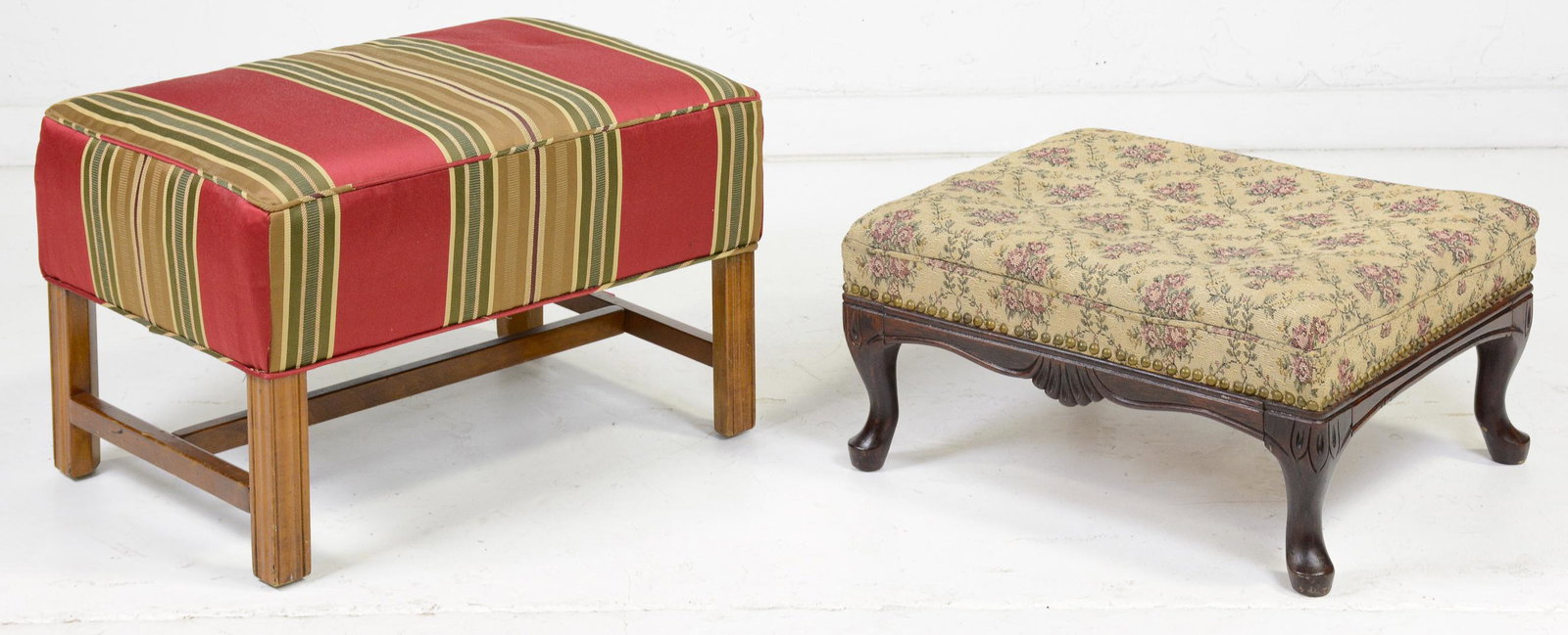 2 Upholstered Foot Stools / Ottomans (1 of 3)