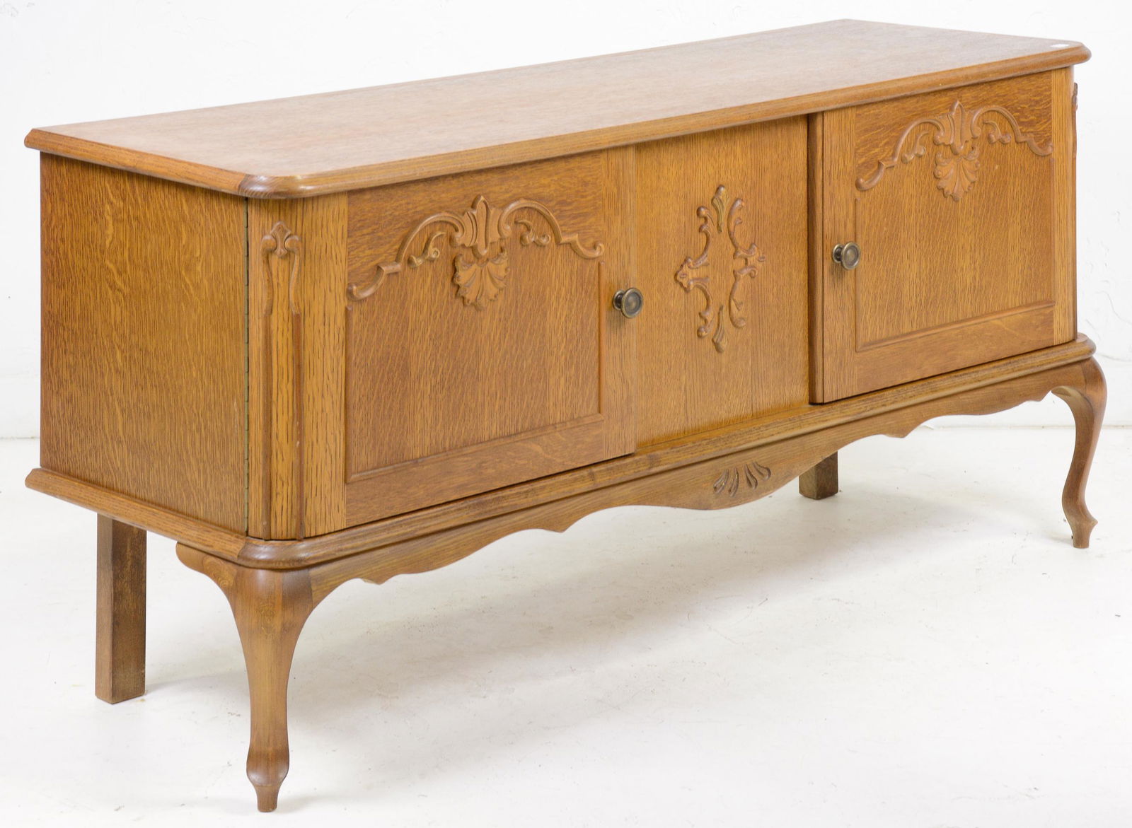 French Low Oak Double Door Cabinet (1 of 3)