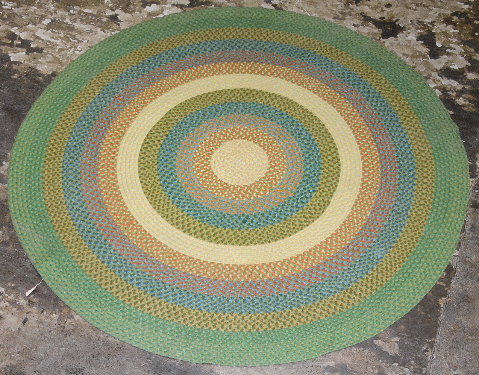 Round Vintage Green / Blue / Yellow Swedish Rug (1 of 2)
