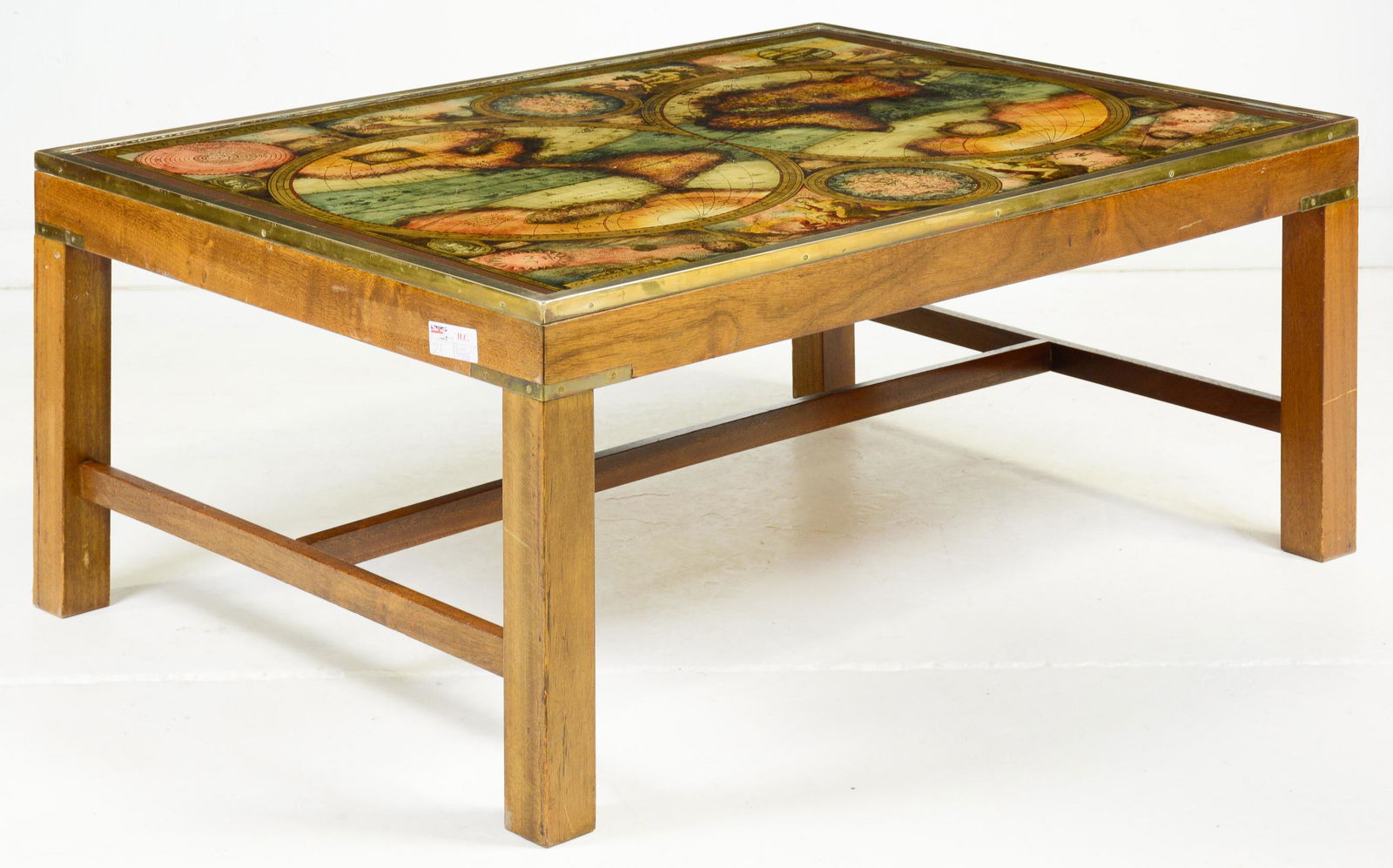 Eglomise World Map Coffee Table Attrib. to  Jansen (1 of 4)