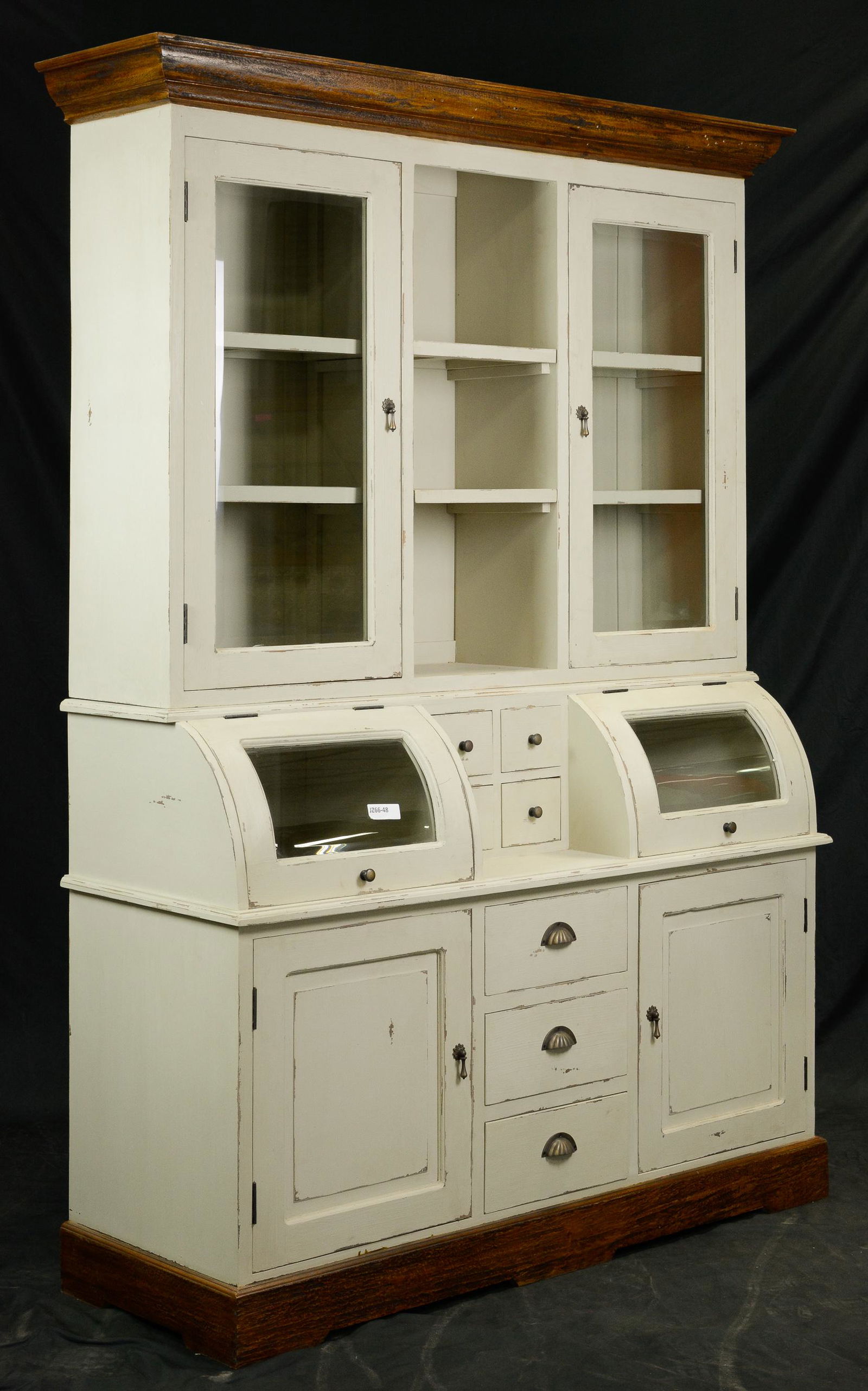 Large Painted Cupboard With Curved Glass (1 of 4)