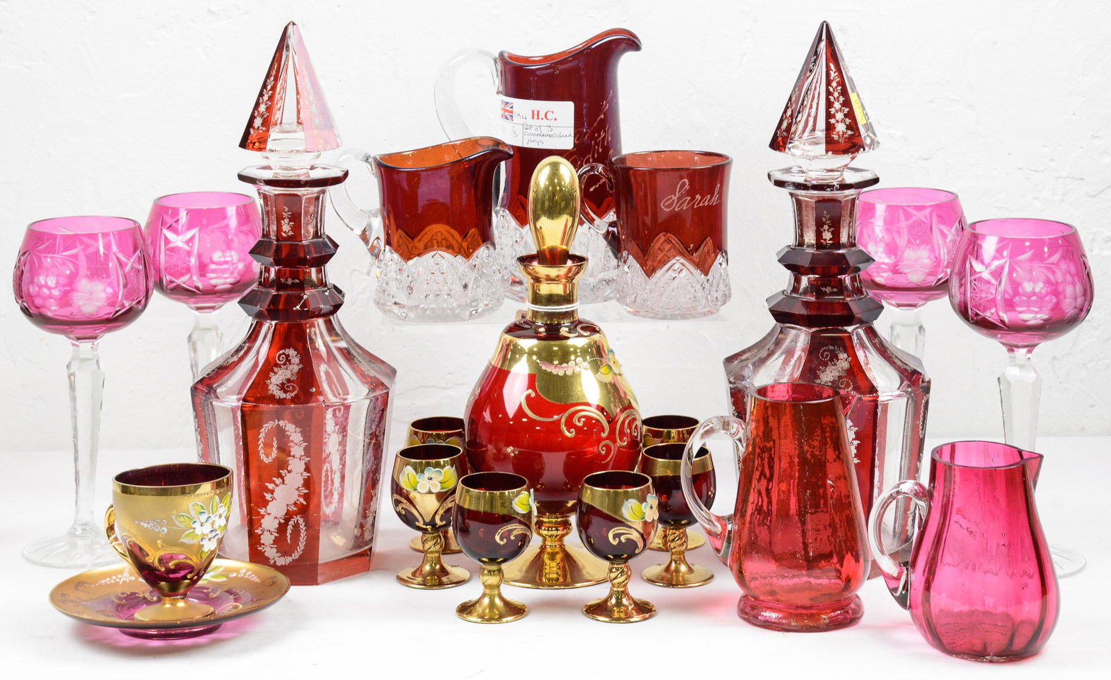 20pcs Assorted Red Glasses, Decanters, Etc. (1 of 4)