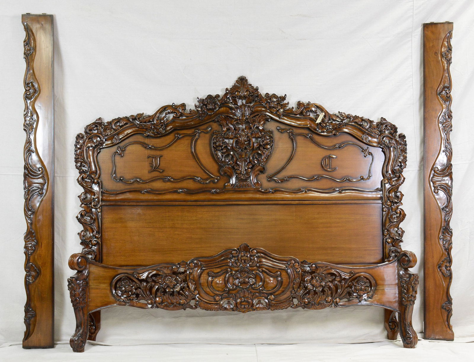 King Size Carved Bed With Rails (1 of 4)