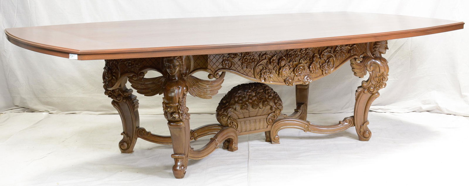 Heavily Carved Oval Dining Table (1 of 5)