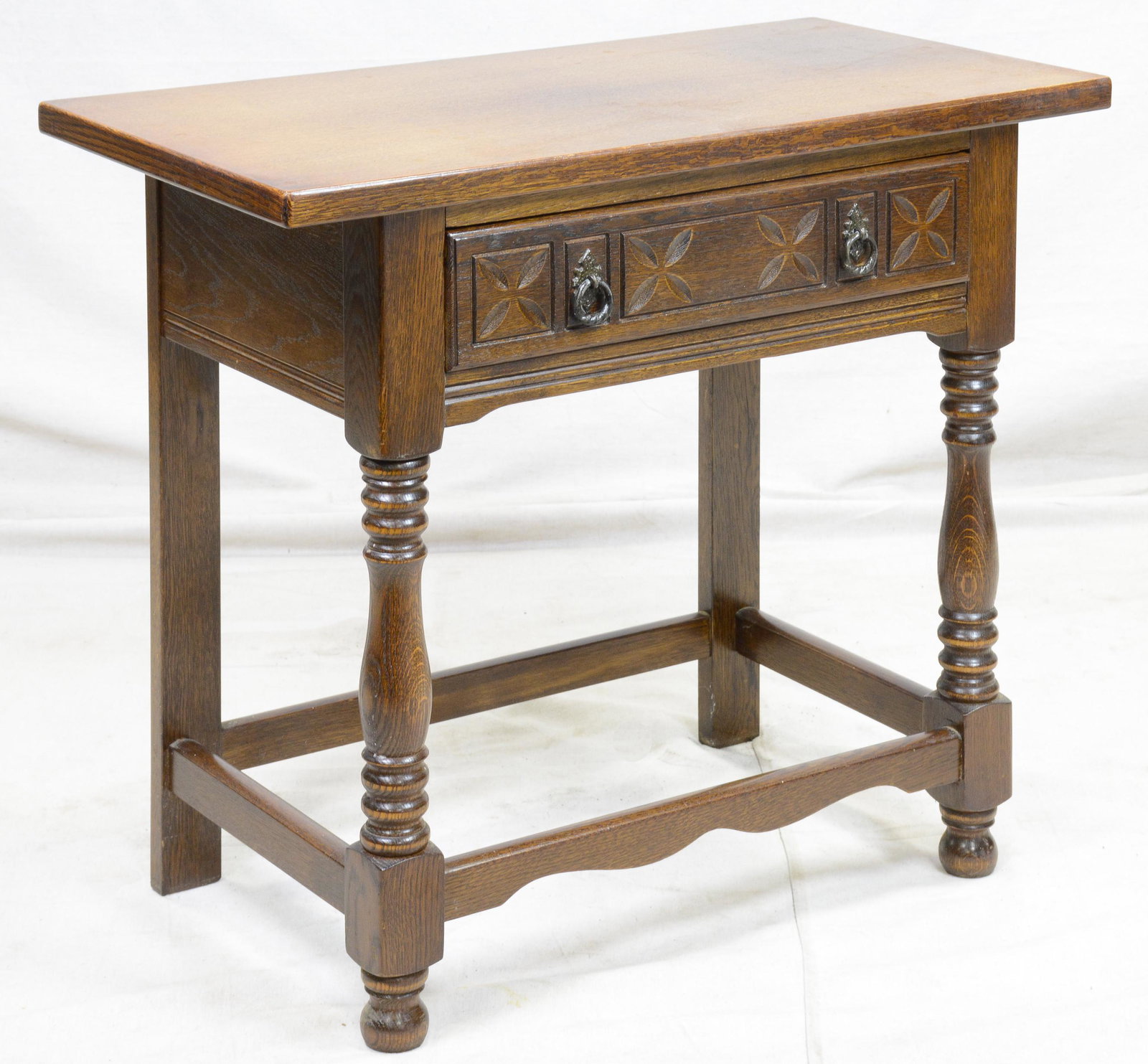 British Oak Single Drawer Hall Console (1 of 2)